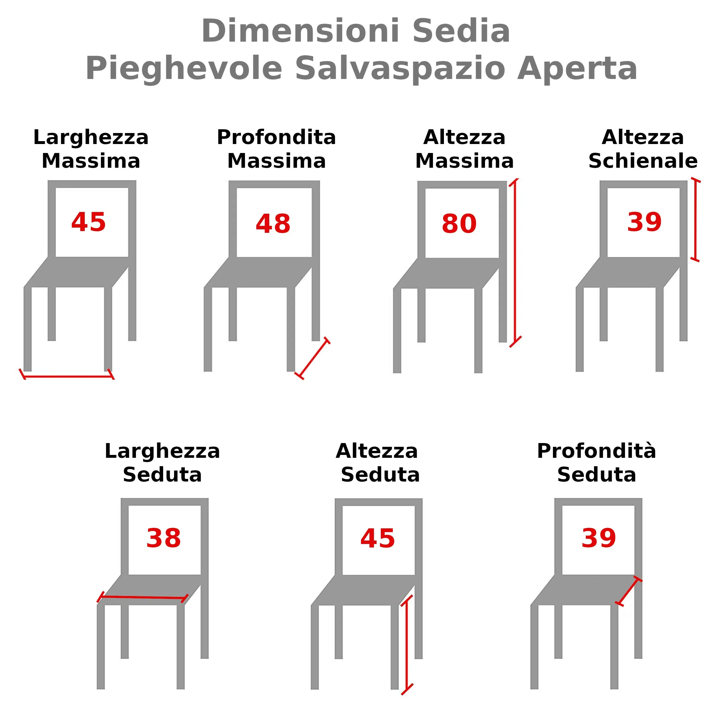 Totò Piccinni Sedie Pieghevoli in Metallo e Ecopelle, Nero, Set di 6 - immagine 3