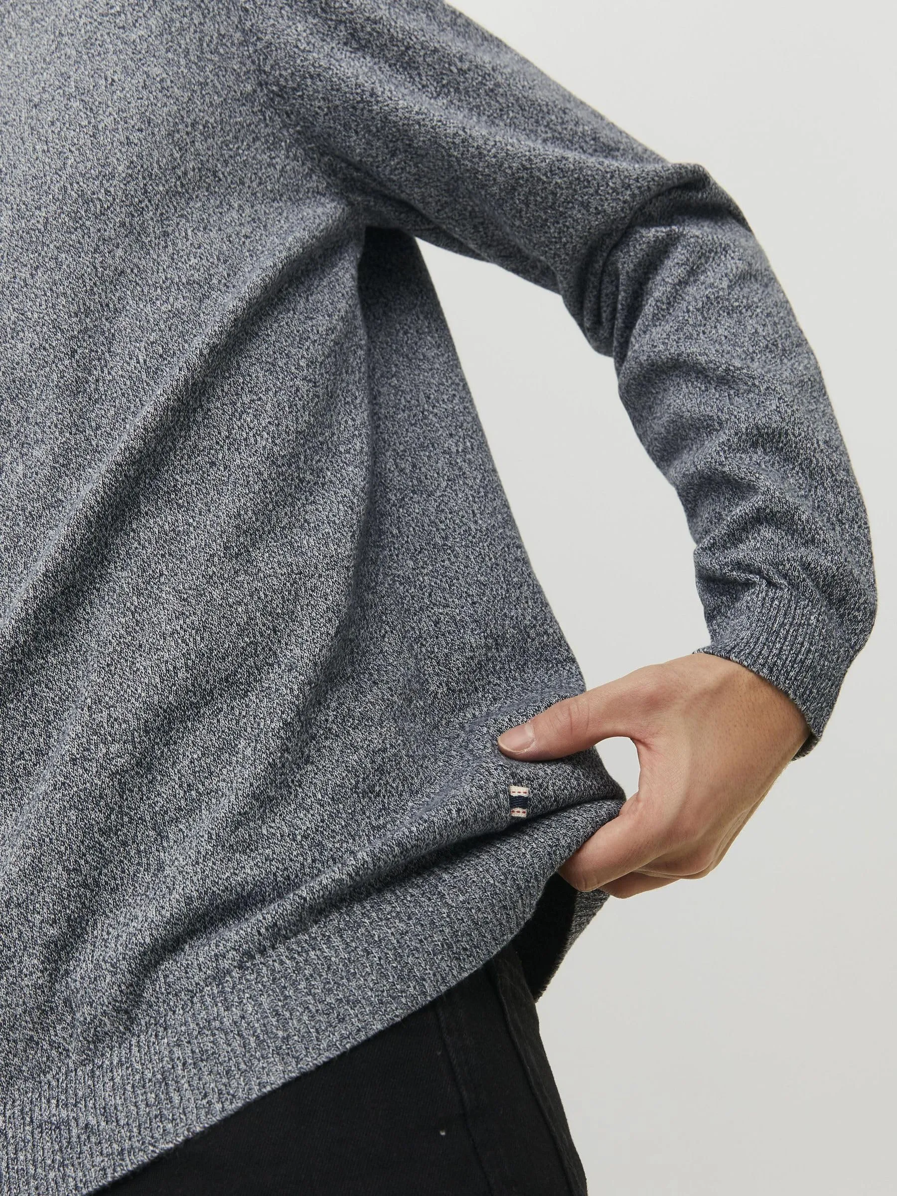 Jack & Jones Jjebasic Knit Crew Neck Noos Sweatshirt - Navy Blazer Detail Twisted with Jet Stream, XXL Uomo - immagine 7