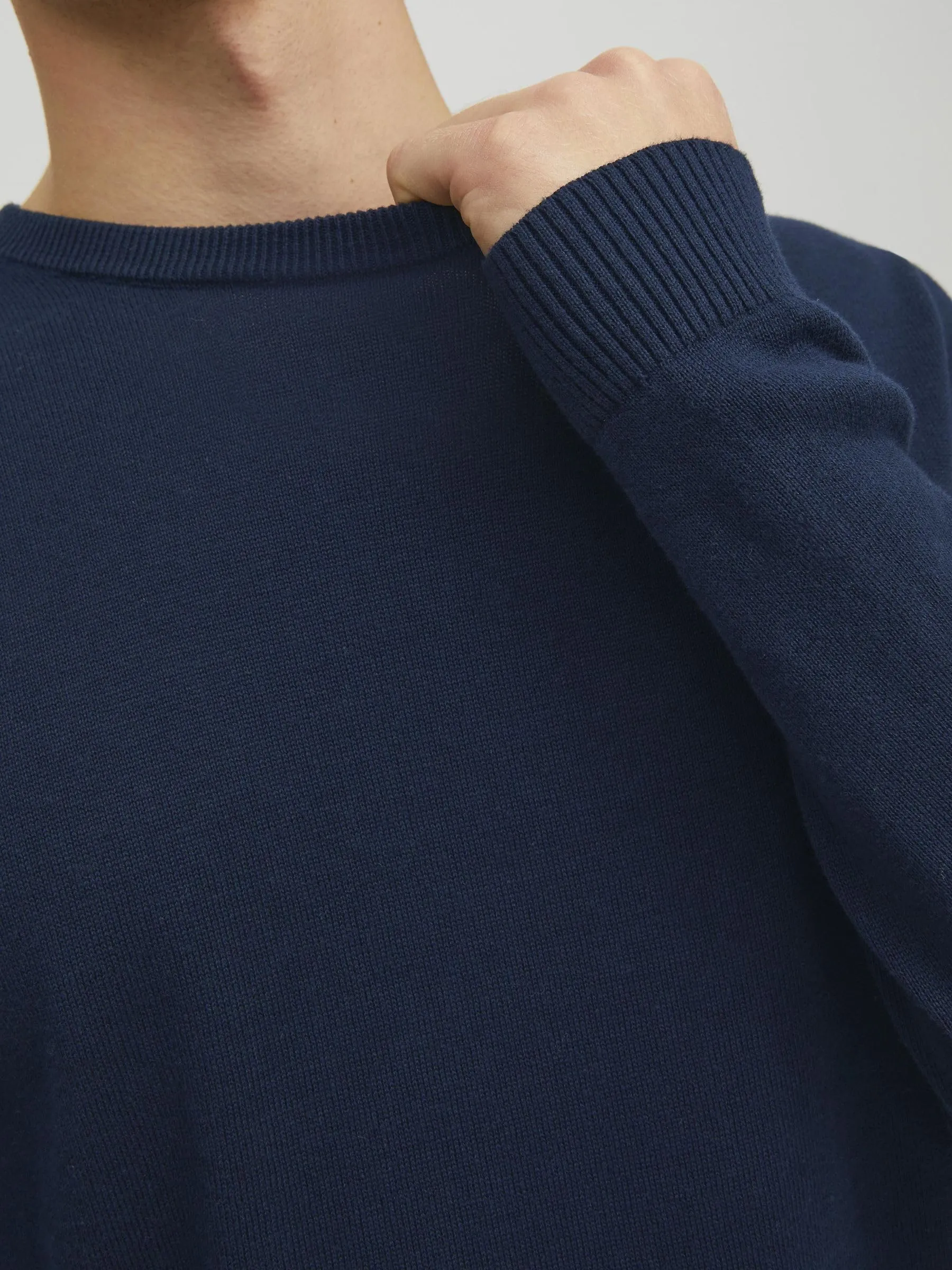 Jack & Jones Jjebasic Knit Crew Neck Noos Sweatshirt, Navy Blazer, M - immagine 6
