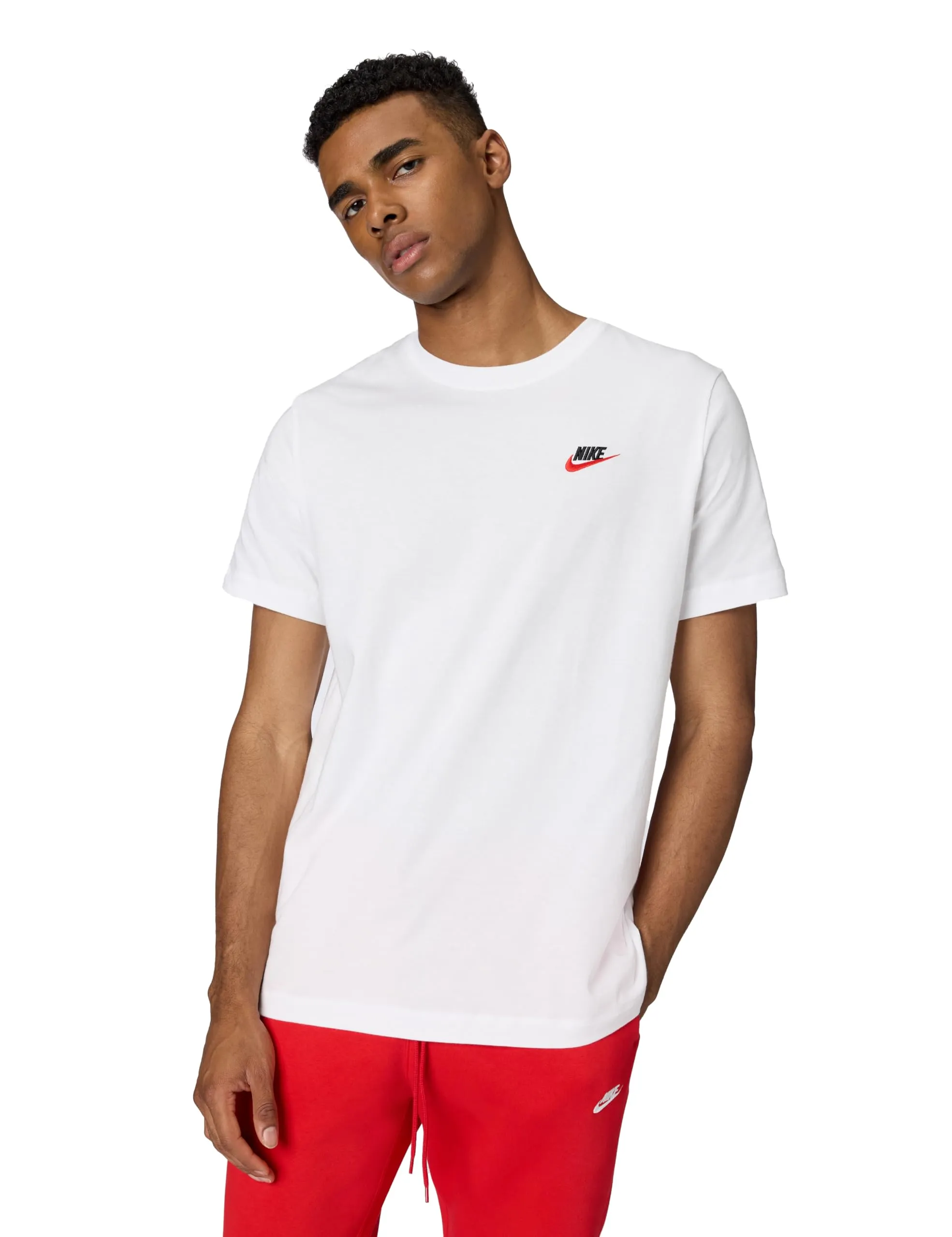 Nike NSW Club Tee - White Black University Red - M - immagine 1