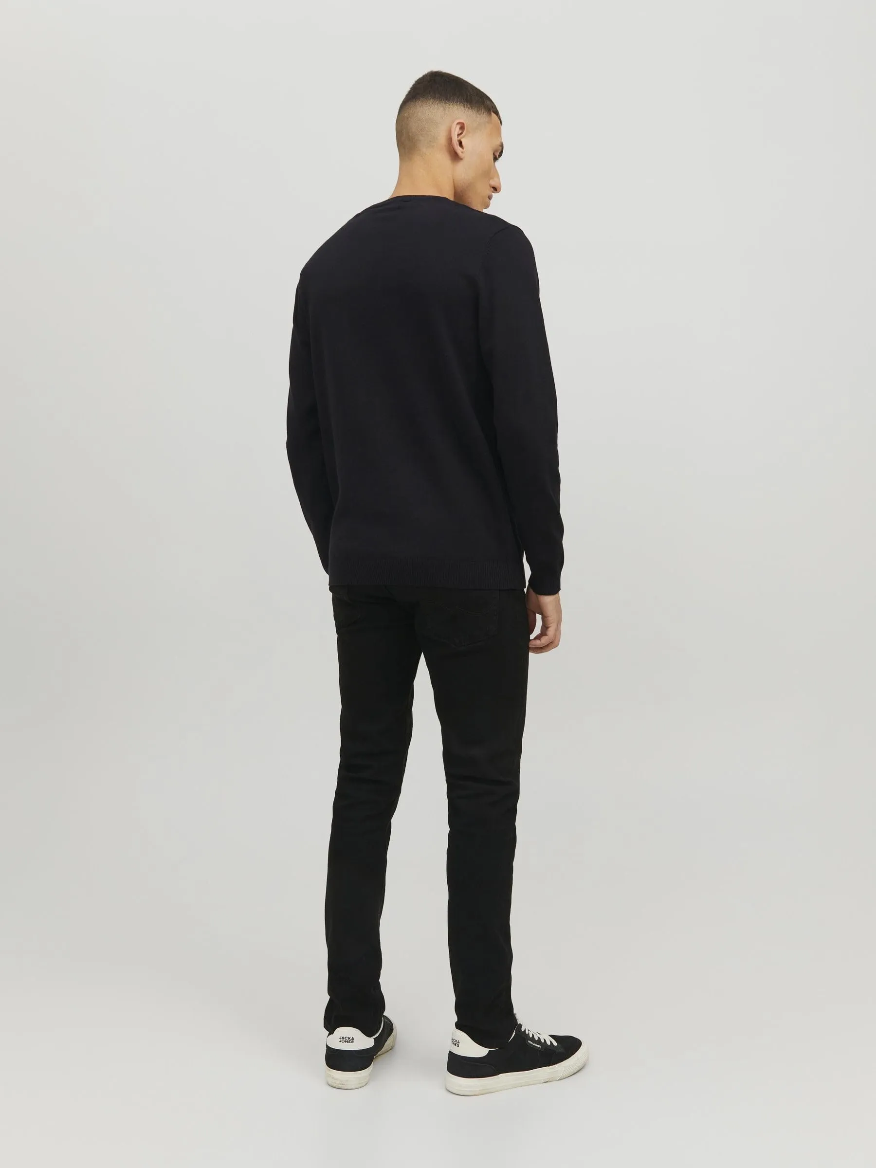 Jack & Jones Jjebasic Knit Crew Neck Noos Sweatshirt, Nero (Navy Blazer), L - immagine 5