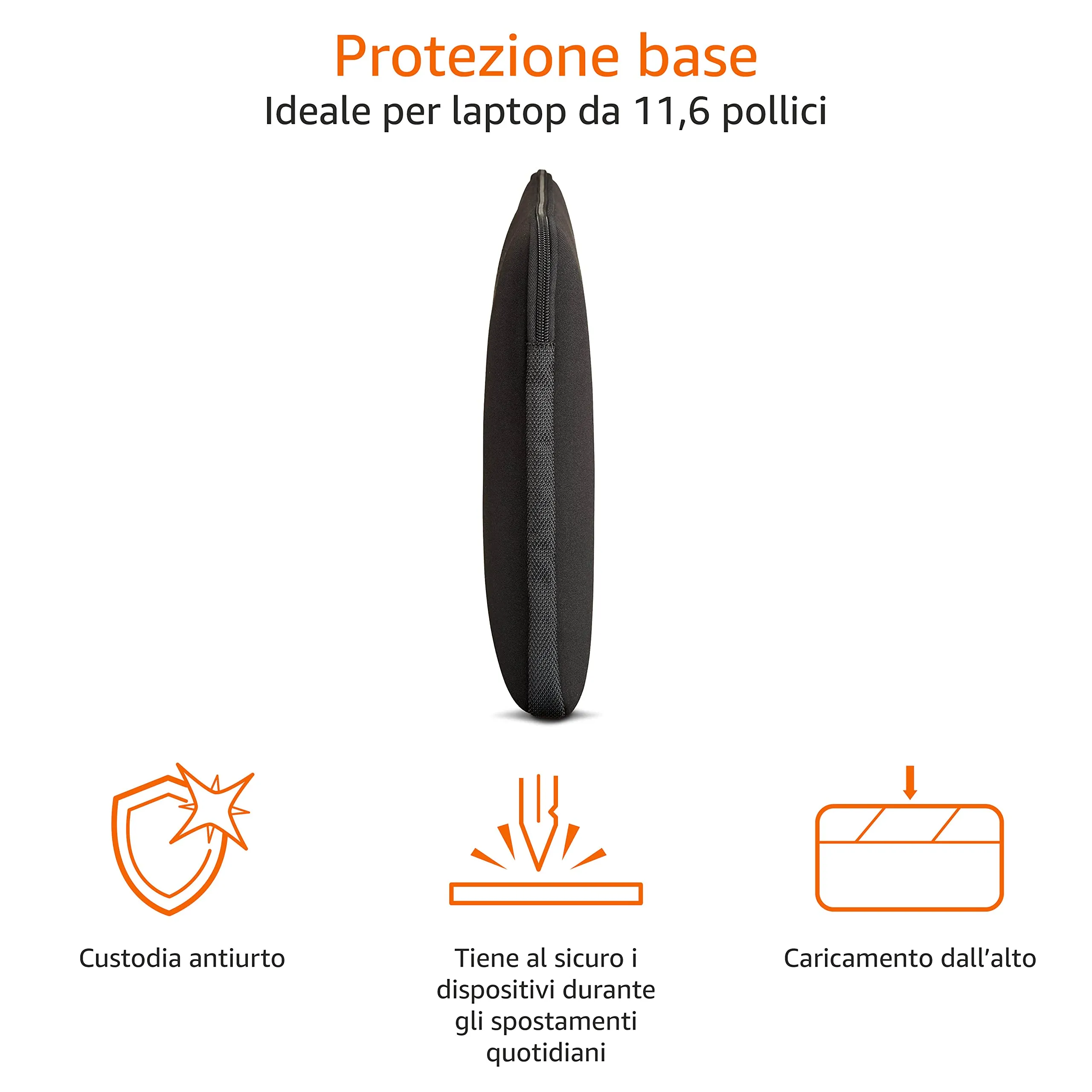 Amazon Basics Custodia per Laptop 11,6 pollici, Nero - immagine 3