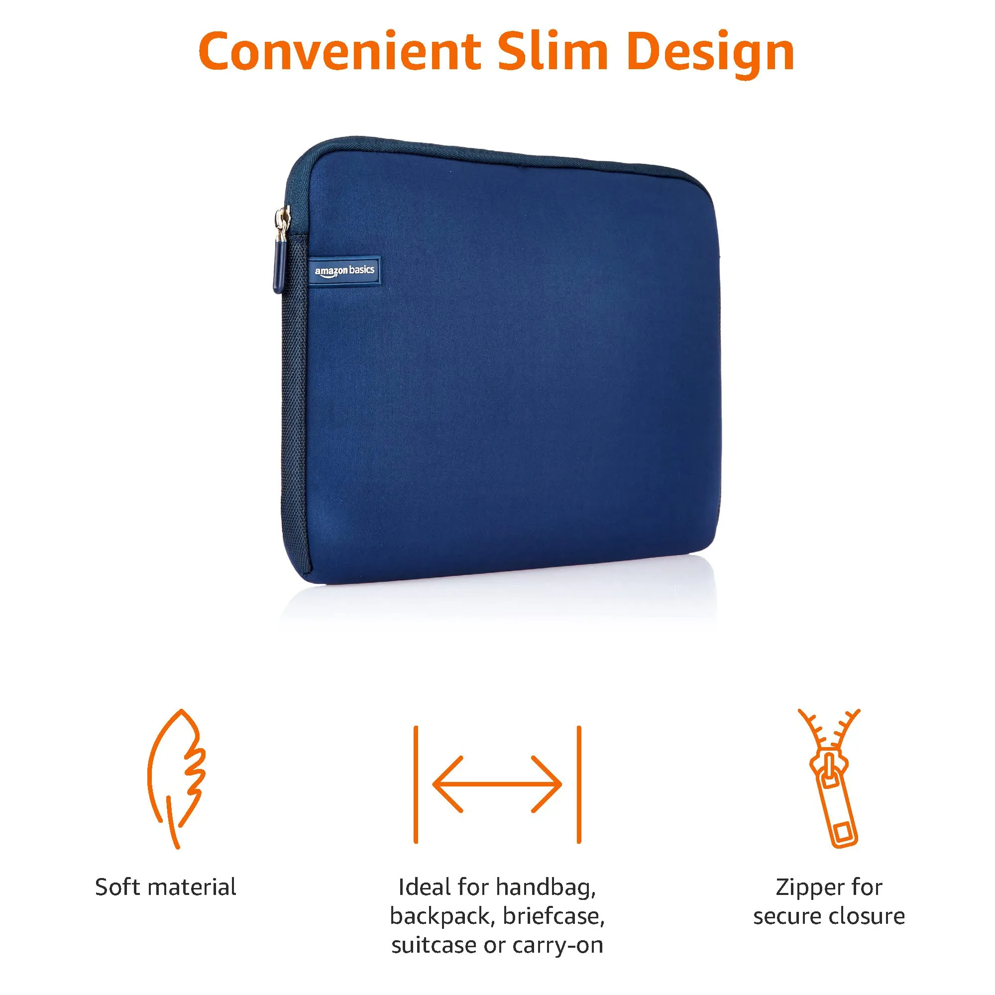 Amazon Basics Custodia per Laptop 13,3 Pollici, Blu navy - immagine 3