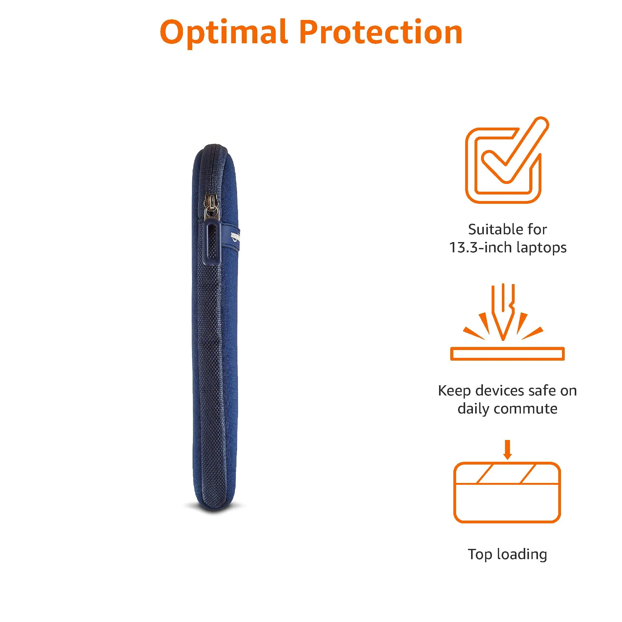 Amazon Basics Custodia per Laptop 13,3 Pollici, Blu navy - immagine 4