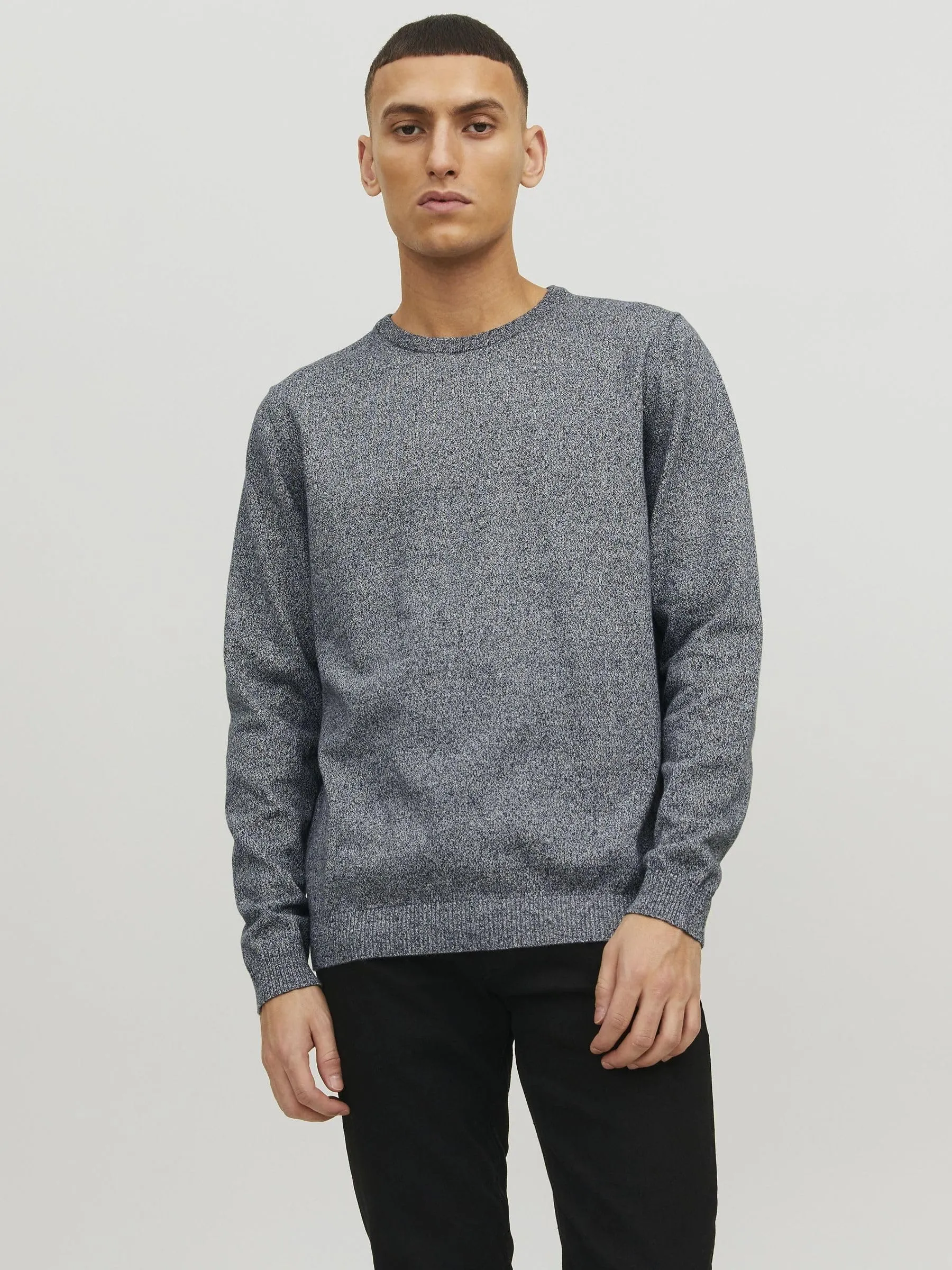 Jack & Jones Jjebasic Knit Crew Neck Noos Sweatshirt - Navy Blazer Detail: Twisted with Jet Stream, X-Small - immagine 2