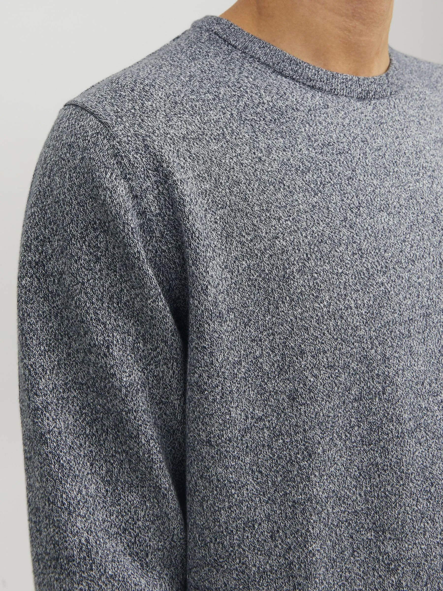 Jack & Jones Jjebasic Knit Crew Neck Noos Sweatshirt - Navy Blazer Detail: Twisted with Jet Stream, X-Small - immagine 6