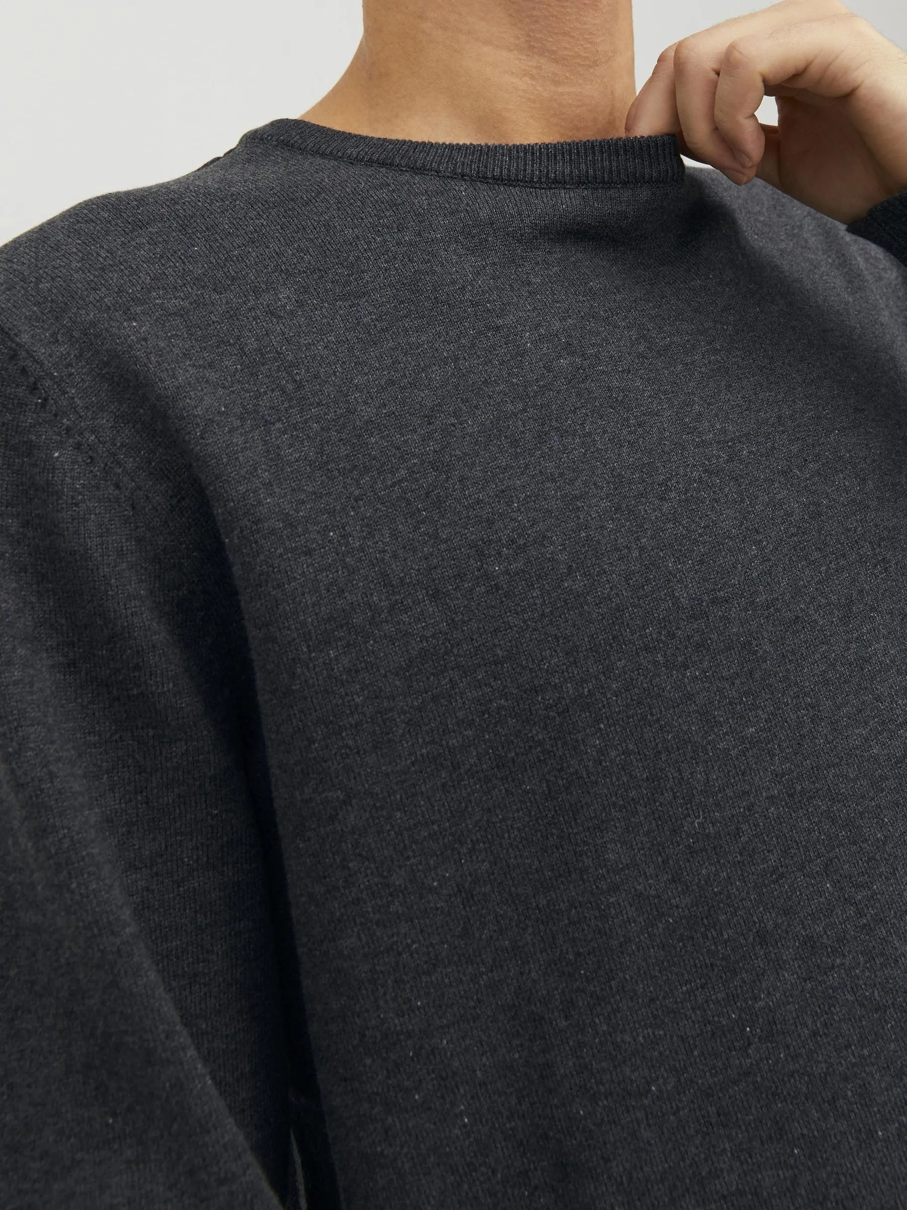 Jack & Jones Jjebasic Knit Crew Neck Noos Felpa - Dark Grey Melange, XS - immagine 7