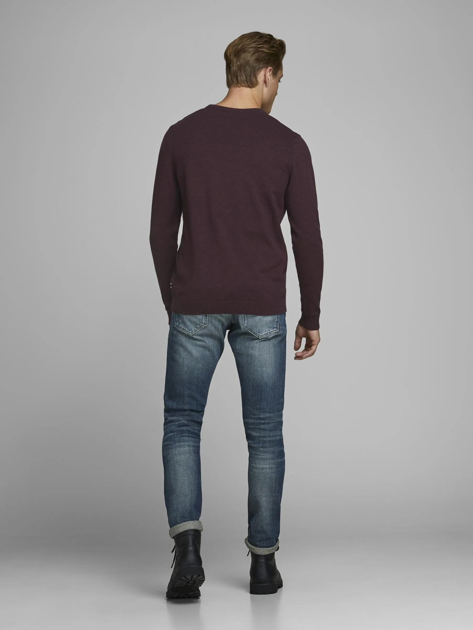 Jack & Jones Jjebasic Knit Crew Neck Noos Sweatshirt - Port Royale Detail: Twisted with Black, X-Small - immagine 3