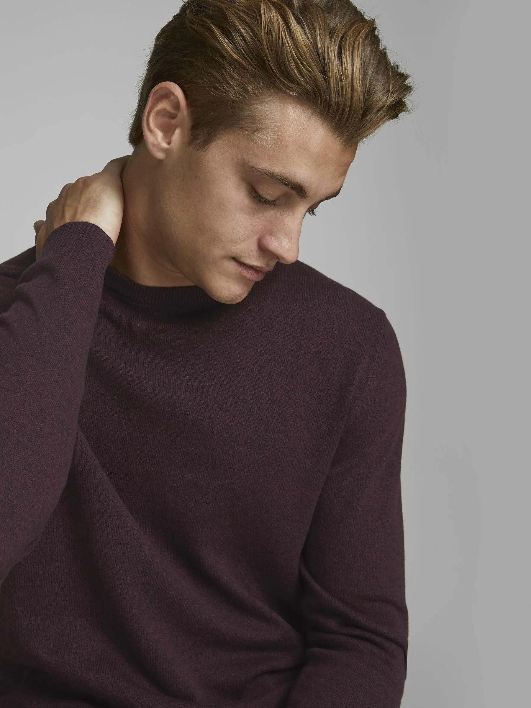 Jack & Jones Jjebasic Knit Crew Neck Noos Sweatshirt - Port Royale Detail: Twisted with Black, X-Small - immagine 7
