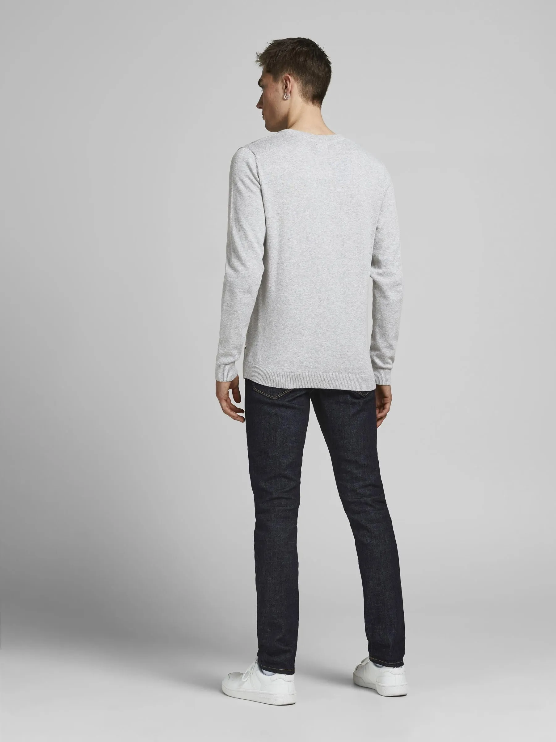 Jack & Jones Jjebasic Knit Crew Neck Noos Sweatshirt, Light Grey Melange, XXL - immagine 3