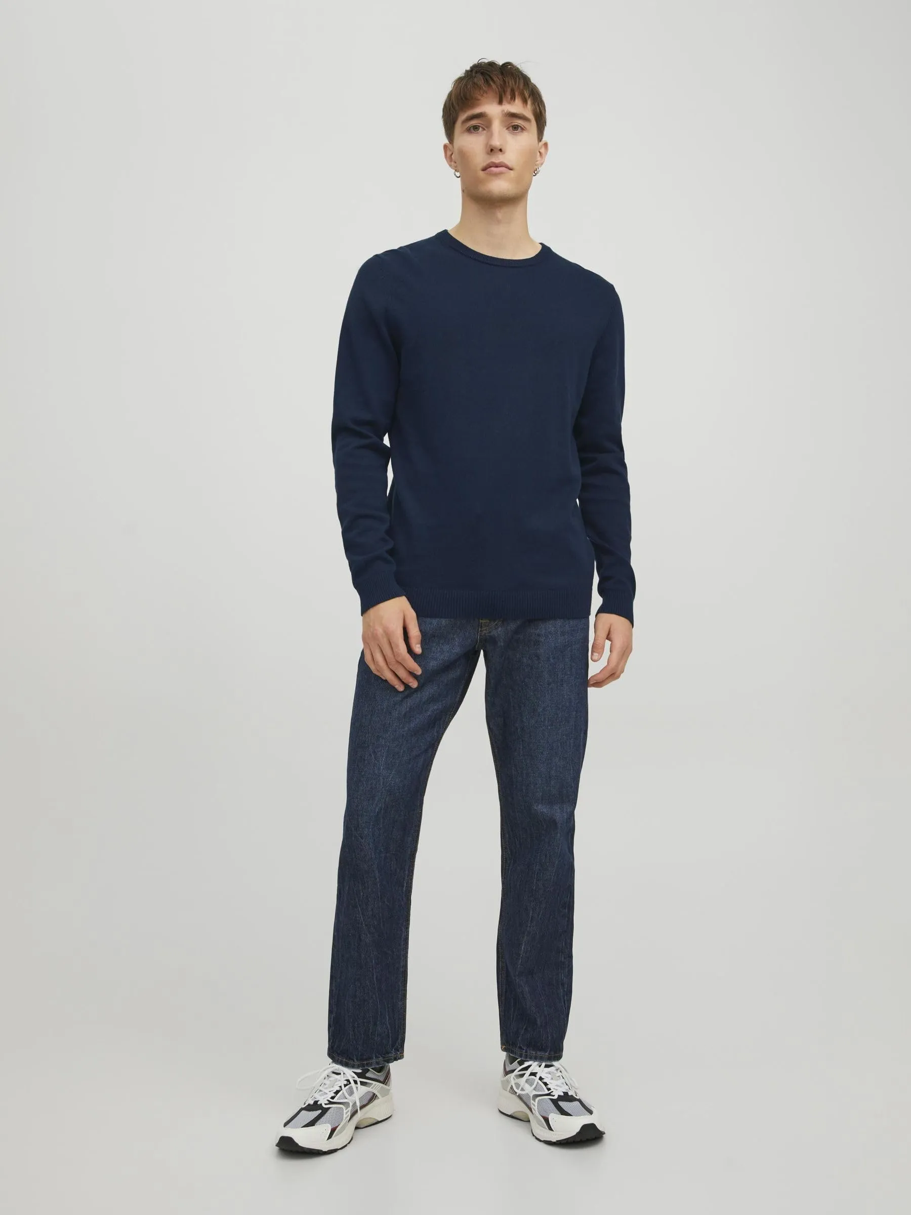Jack & Jones Jjebasic Knit Crew Neck Noos Sweatshirt, Navy Blazer, X-Small - immagine 5