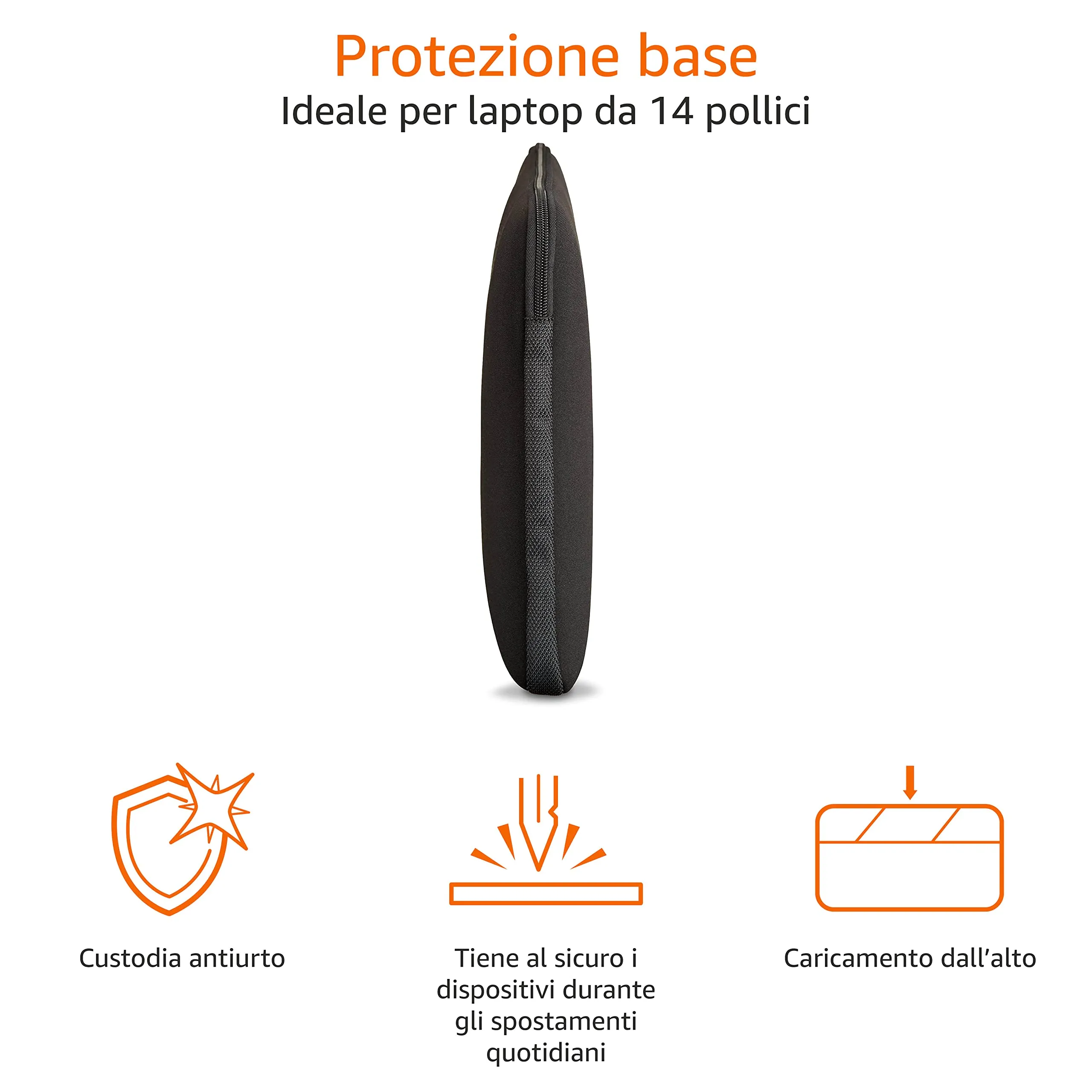 Amazon Basics Custodia per computer portatile fino a 14 Pollici, Nero - immagine 2