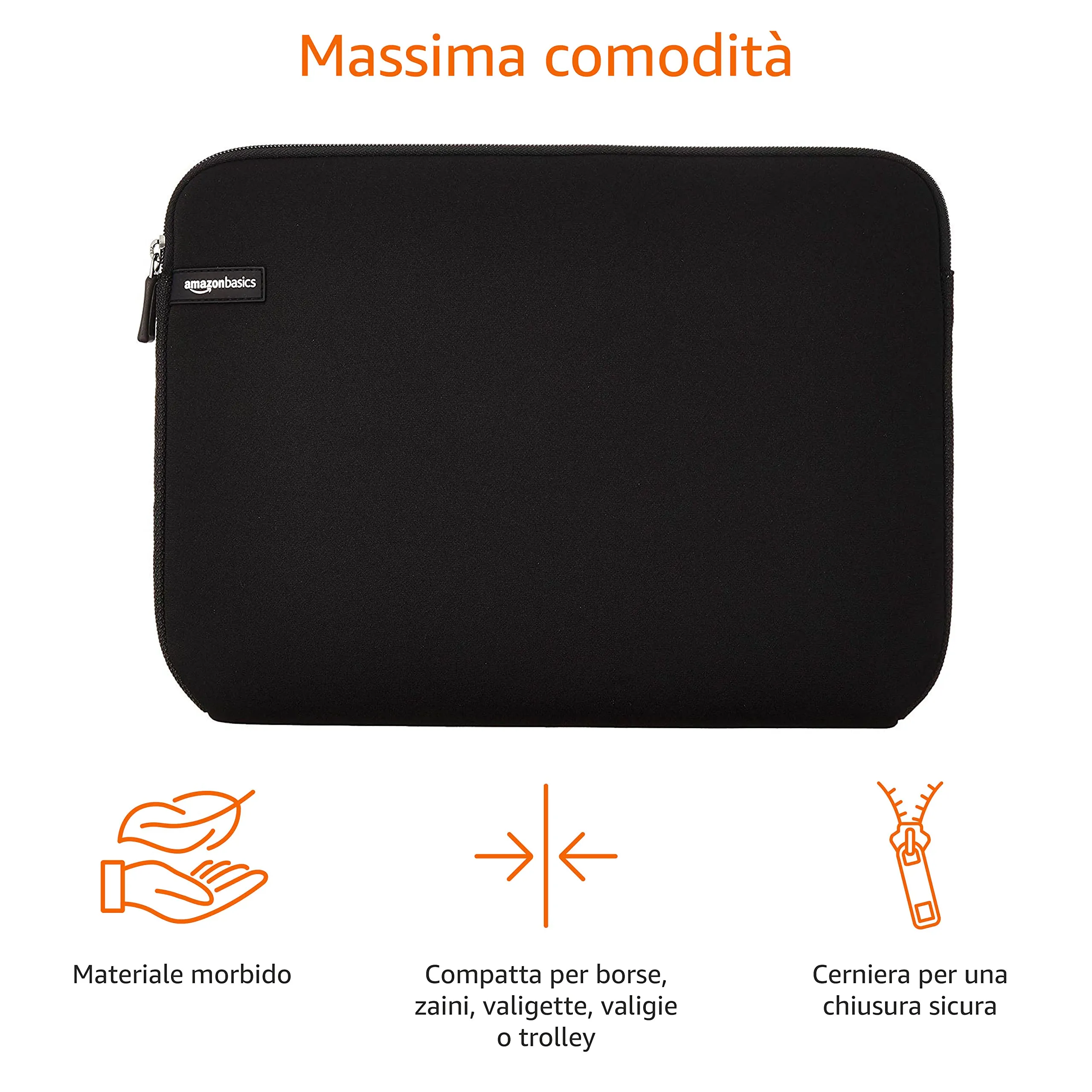 Amazon Basics Custodia per computer portatile fino a 14 Pollici, Nero - immagine 4