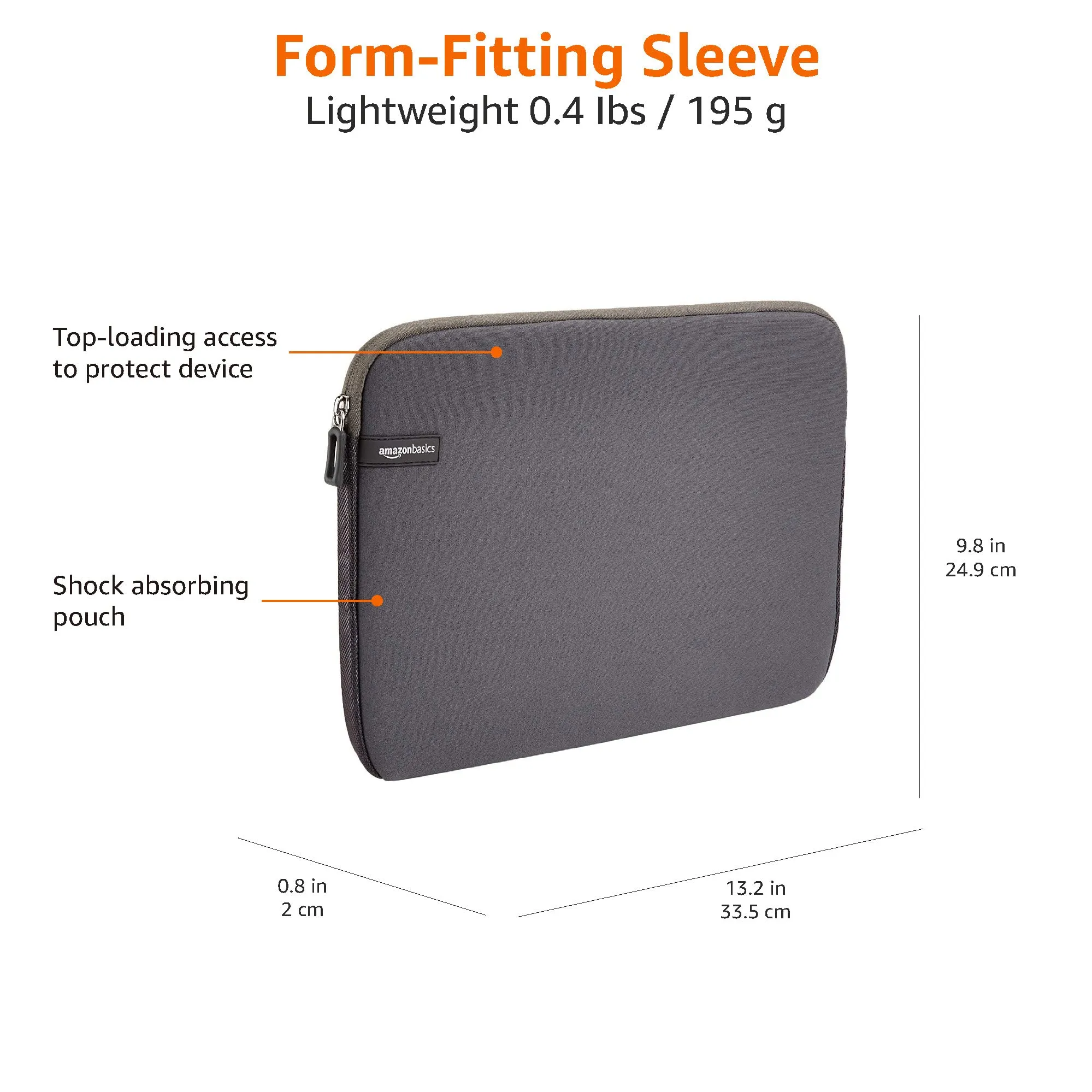 Amazon Basics Custodia per Laptop 13,3 Pollici, Grigio - immagine 5
