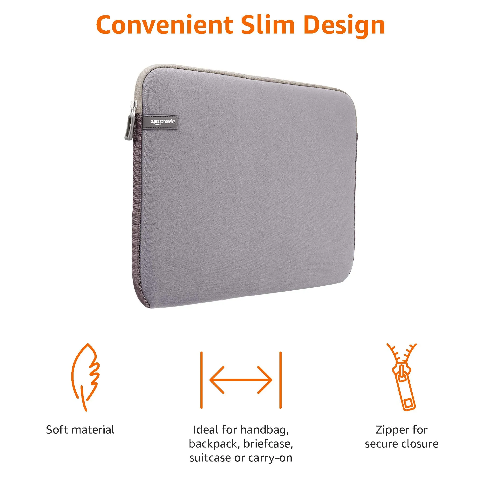 Amazon Basics Custodia Protettiva per Laptop 15.6 Pollici, Grigio - immagine 3