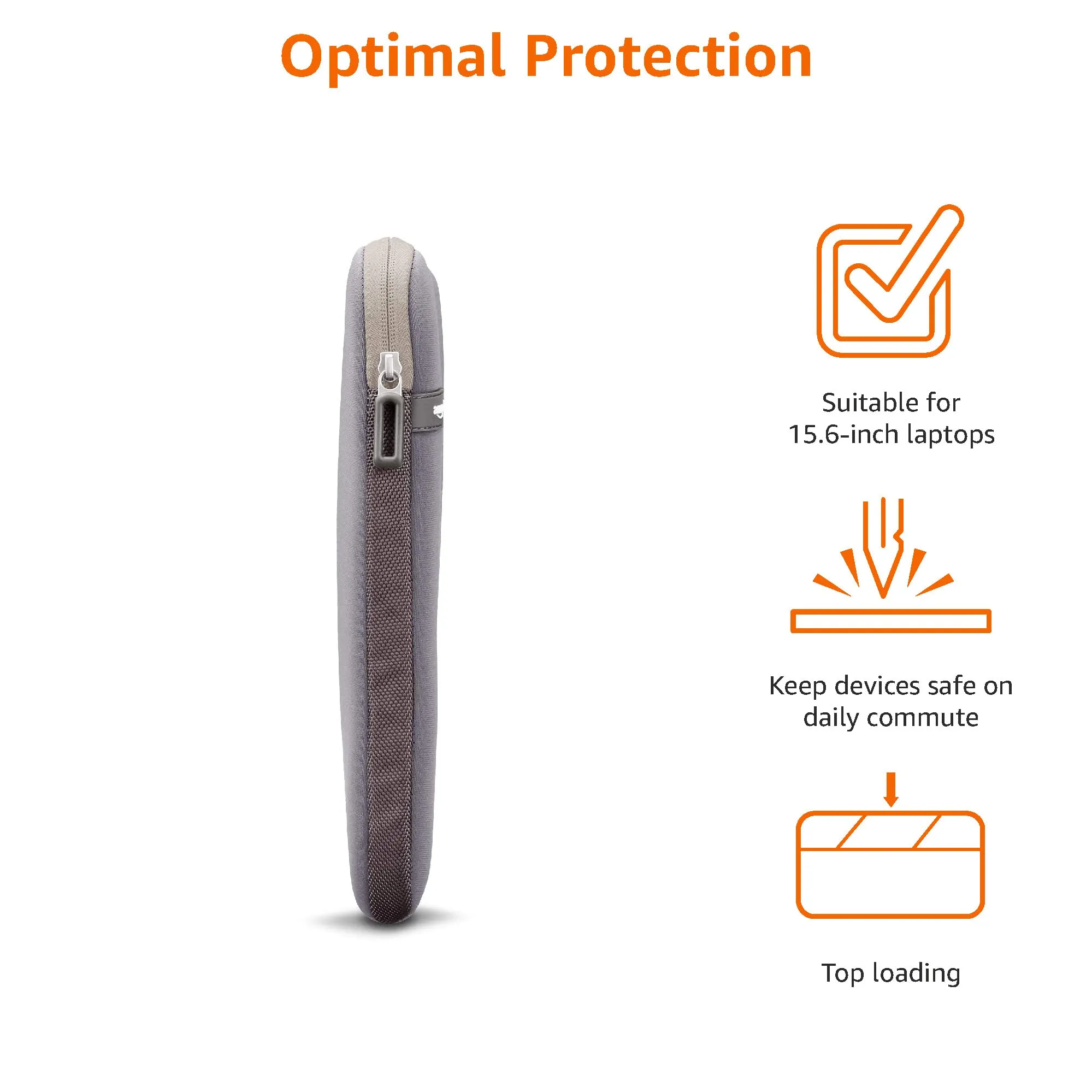 Amazon Basics Custodia Protettiva per Laptop 15.6 Pollici, Grigio - immagine 4
