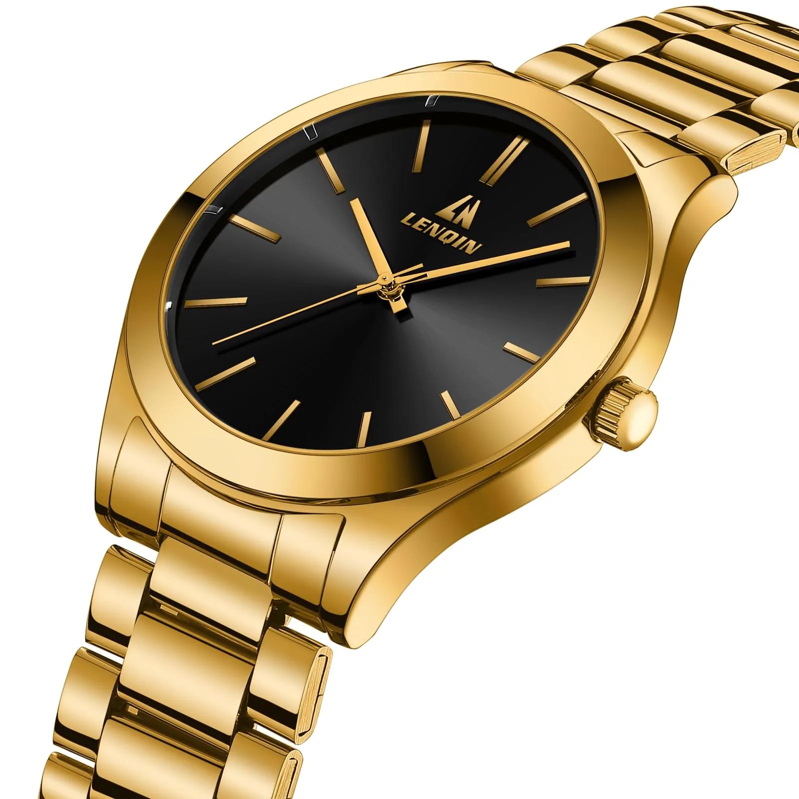 LN LENQIN Orologio Uomo Acciaio Inox Analogico Quarzo Impermeabile Business - immagine 3