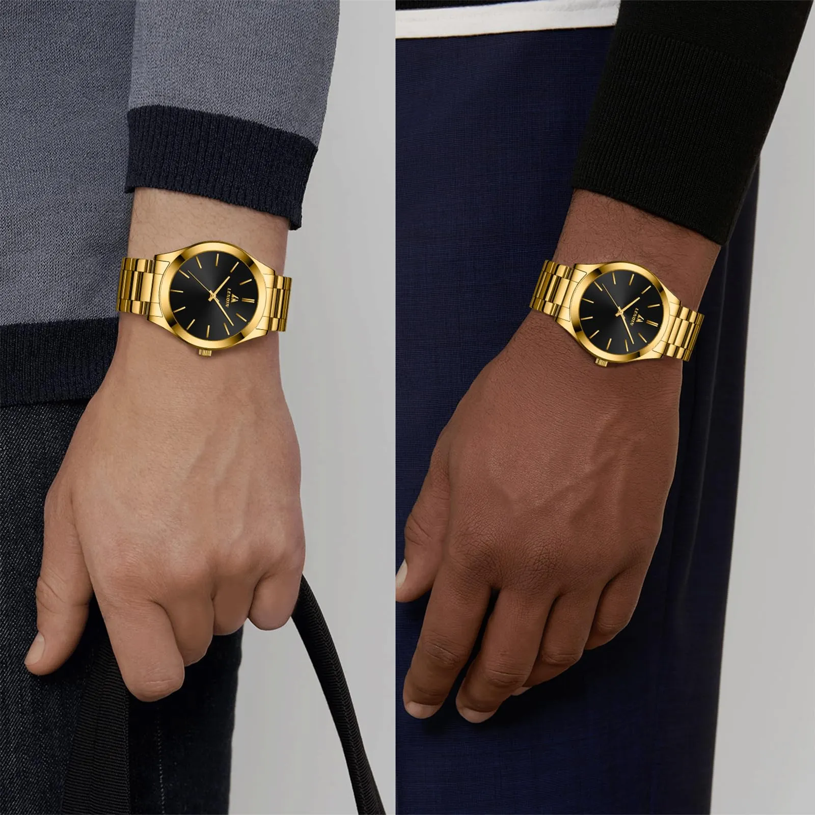 LN LENQIN Orologio Uomo Acciaio Inox Analogico Quarzo Impermeabile Business - immagine 6