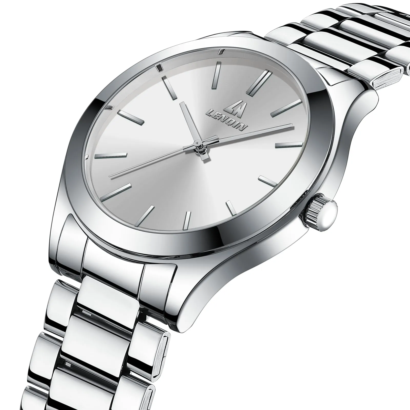 LN LENQIN Orologio Uomo Acciaio Inox Analogico Quarzo Impermeabile Business - immagine 3