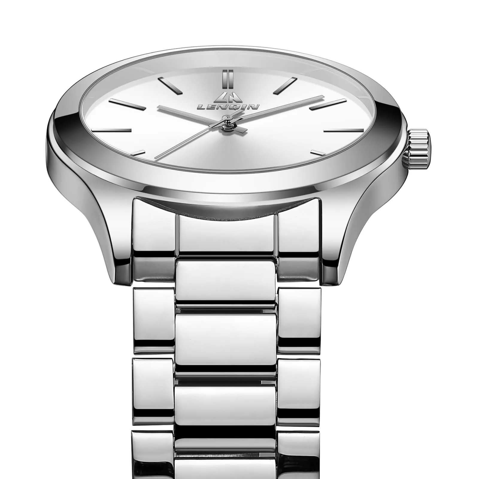 LN LENQIN Orologio Uomo Acciaio Inox Analogico Quarzo Impermeabile Business - immagine 4