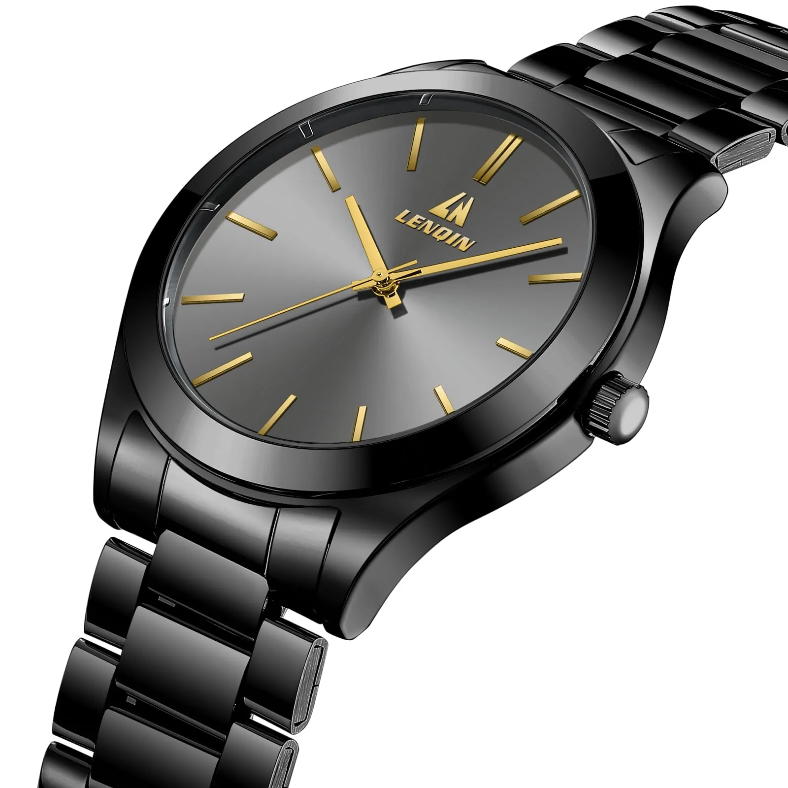 LN LENQIN Orologio Uomo Analogico Quarzo in Acciaio Inox Impermeabile Business - immagine 3