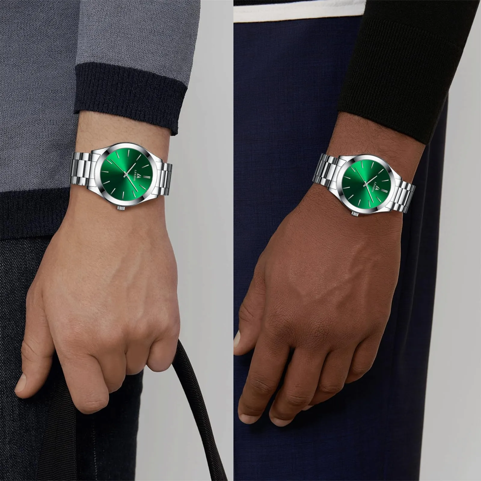 LN LENQIN Orologio Uomo Analogico al Quarzo in Acciaio Inox Impermeabile 50M - immagine 6