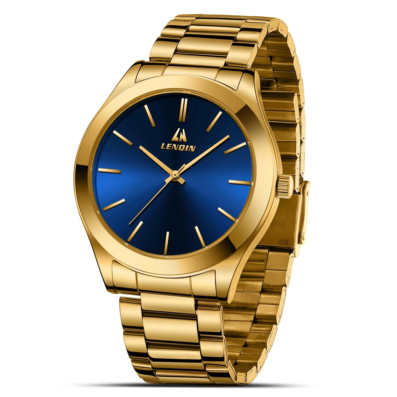 LN LENQIN Orologio Uomo Acciaio Inox Analogico Quarzo Impermeabile Business - immagine 1