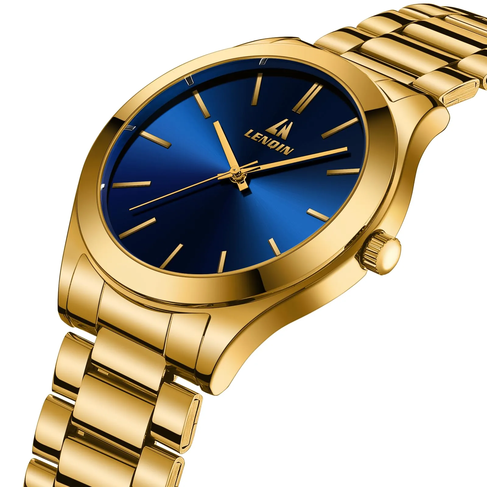 LN LENQIN Orologio Uomo Acciaio Inox Analogico Quarzo Impermeabile Business - immagine 3