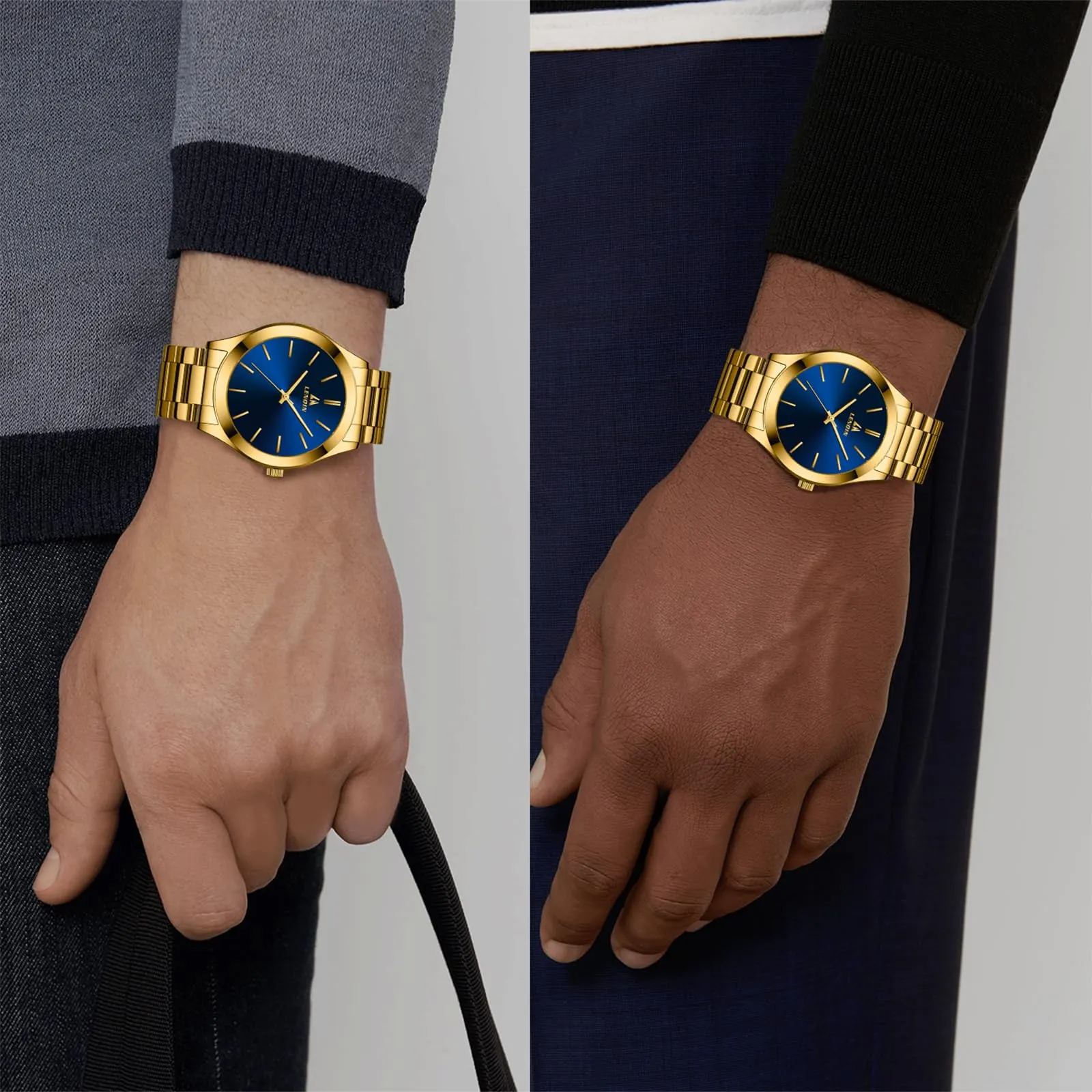 LN LENQIN Orologio Uomo Acciaio Inox Analogico Quarzo Impermeabile Business - immagine 6