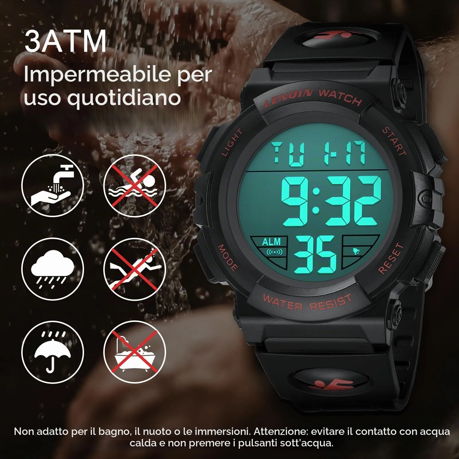 LN LENQIN Orologio Digitale Sportivo Impermeabile R050 - immagine 5