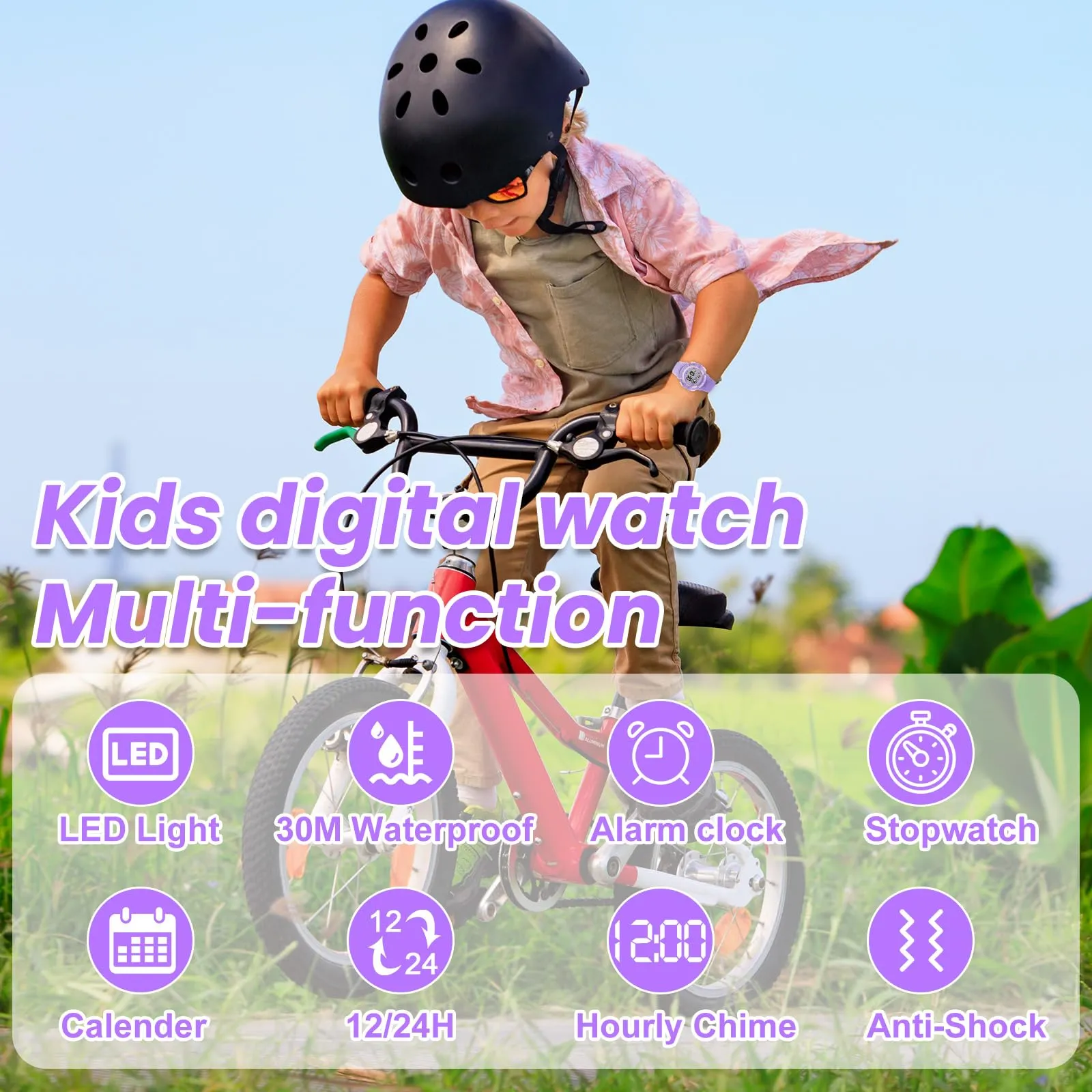 DTKID Orologio Digitale Bambini LED 7 Colori, Sveglia, Timer, Impermeabile - immagine 3