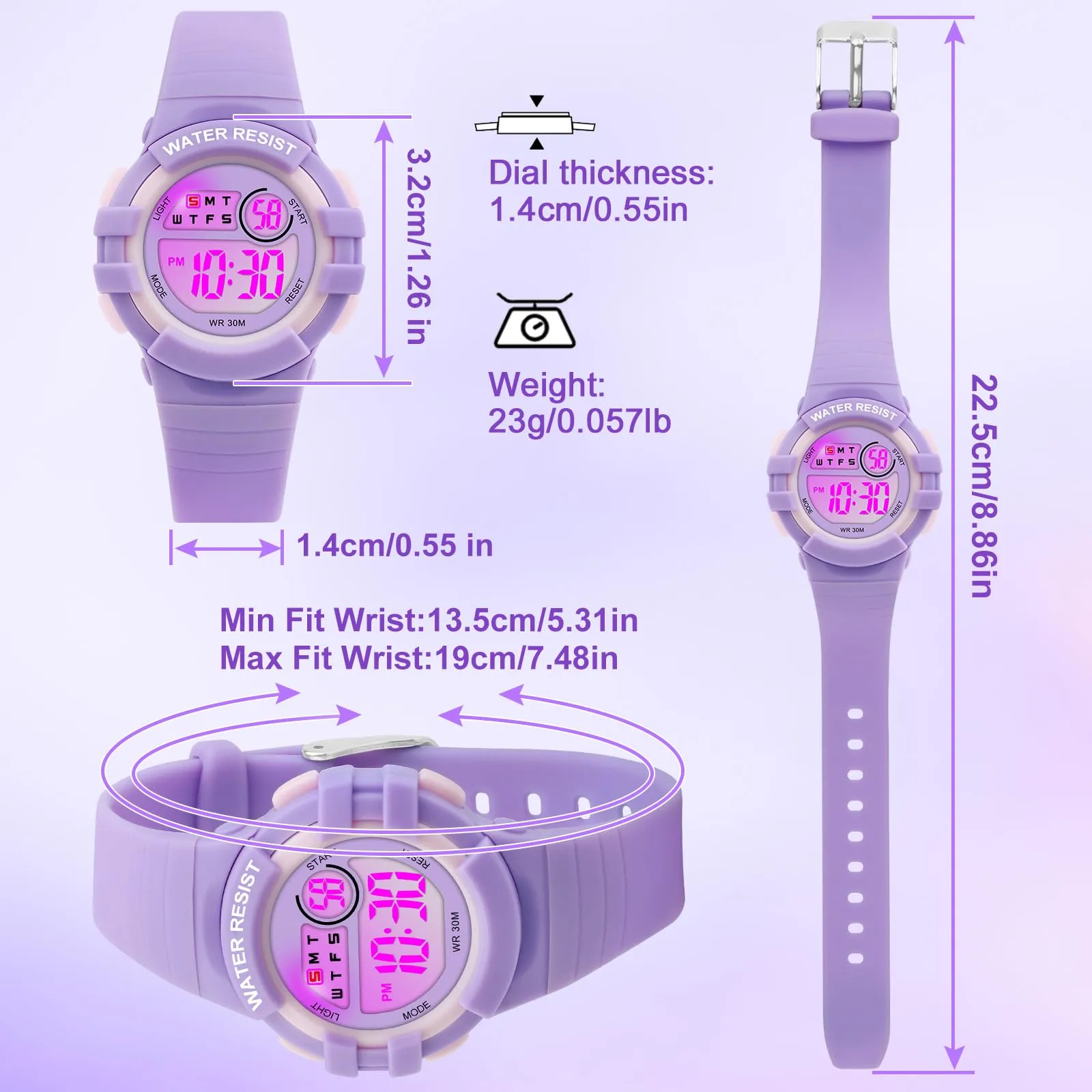 DTKID Orologio Digitale Bambini LED 7 Colori, Sveglia, Timer, Impermeabile - immagine 5