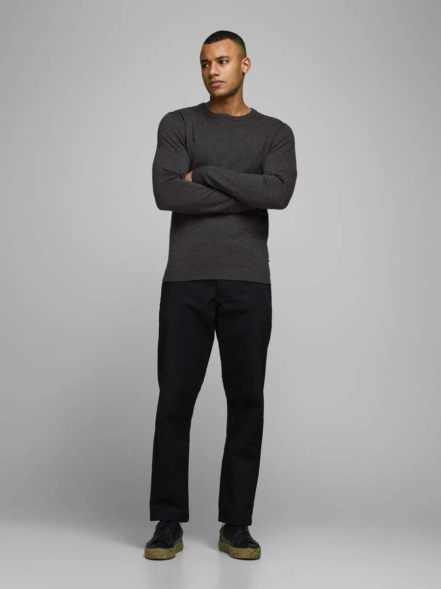 Jack & Jones Jjebasic Knit Crew Neck Noos Sweatshirt, Dark Grey Melange, L - immagine 9