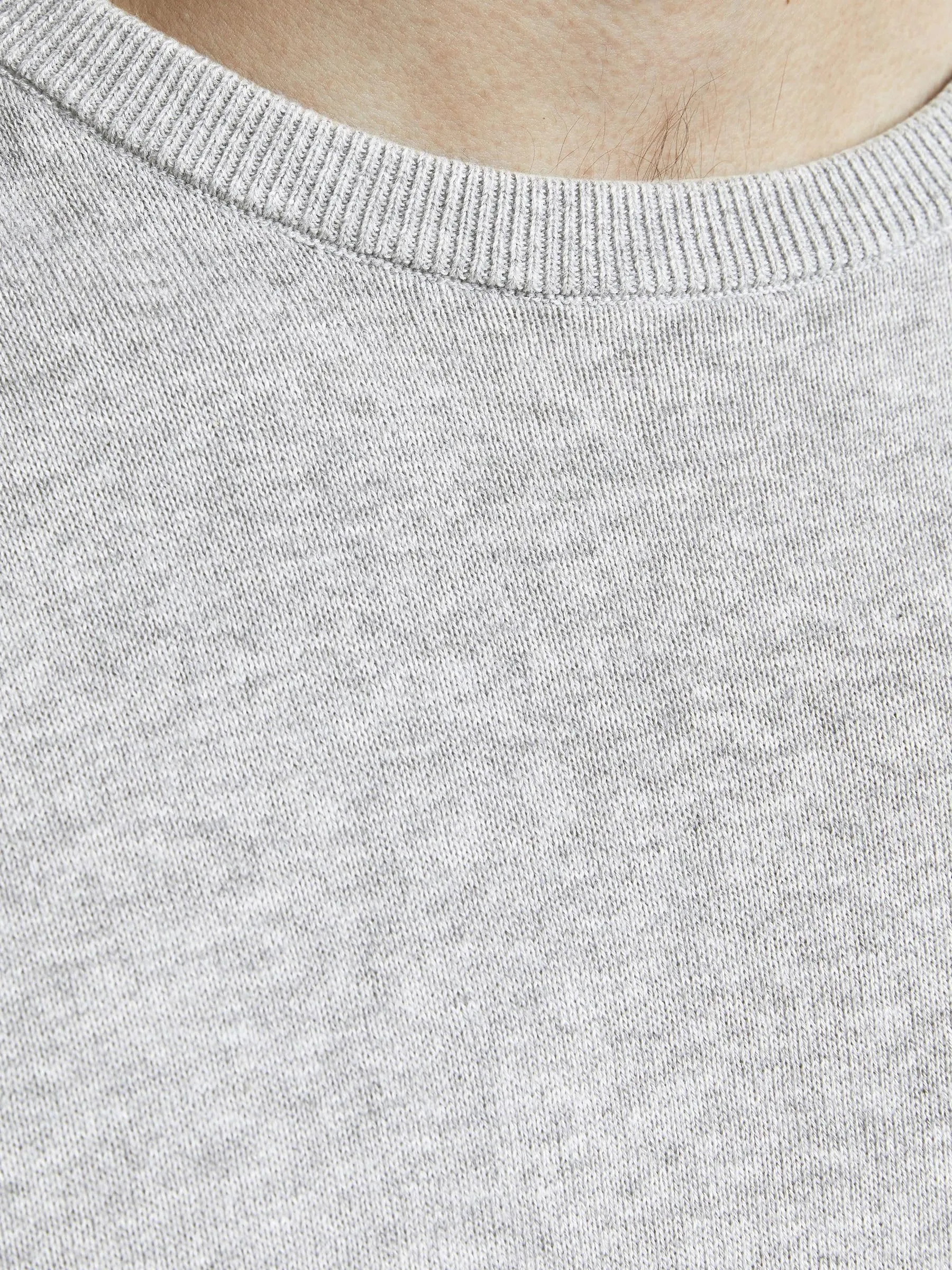 Jack & Jones Jjebasic Knit Crew Neck Noos Sweatshirt, Light Grey Melange, Medium - immagine 6