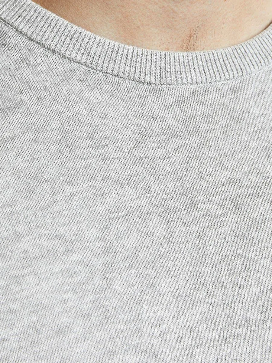 Jack & Jones Jjebasic Knit Crew Neck Noos Sweatshirt, Light Grey Melange, Medium - immagine 8