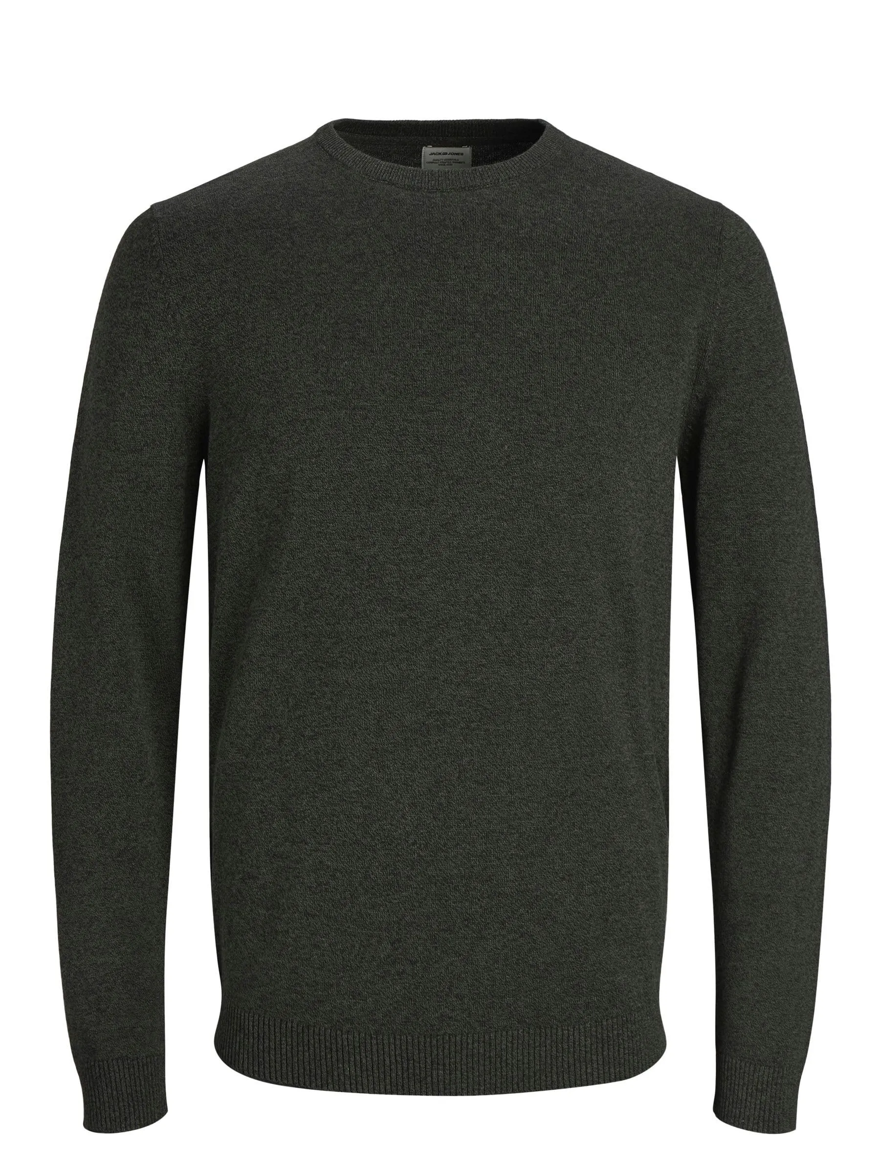 Jack & Jones Jjebasic Knit Crew Neck Noos Sweatshirt, Verde Deep Depths Twisted with Black, Small - immagine 1