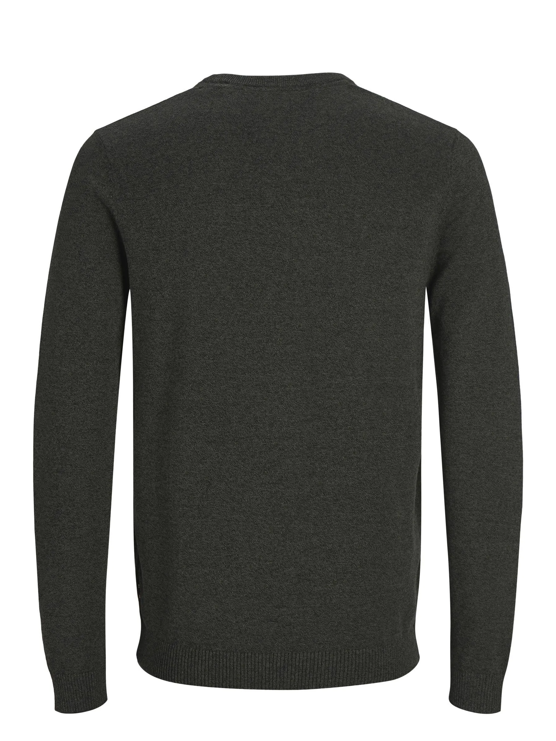 Jack & Jones Jjebasic Knit Crew Neck Noos Sweatshirt, Verde Deep Depths Twisted with Black, Small - immagine 4