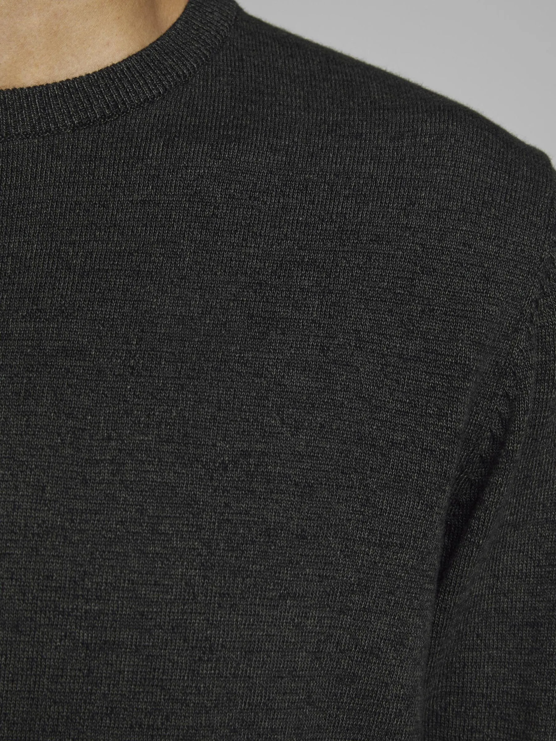 Jack & Jones Jjebasic Knit Crew Neck Noos Sweatshirt, Verde Deep Depths Twisted with Black, Small - immagine 6
