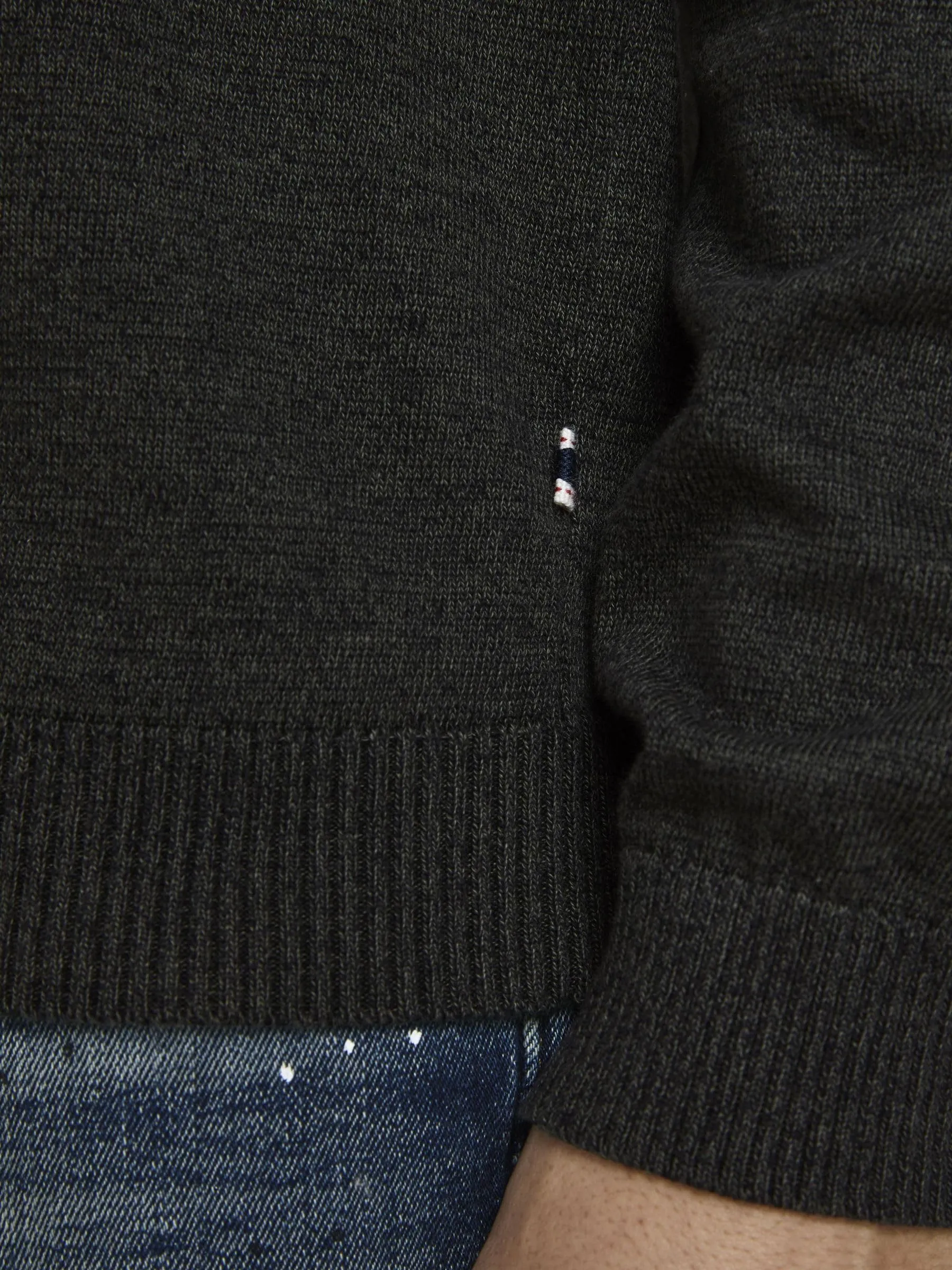 Jack & Jones Jjebasic Knit Crew Neck Noos Sweatshirt, Verde Deep Depths Twisted with Black, Small - immagine 7