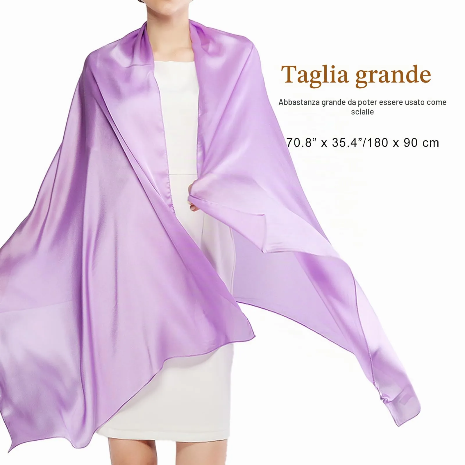 RIIQIICHY Stola in Seta Viola per Donna Pashmina Leggera per Cerimonia e Abito da Sera - immagine 2