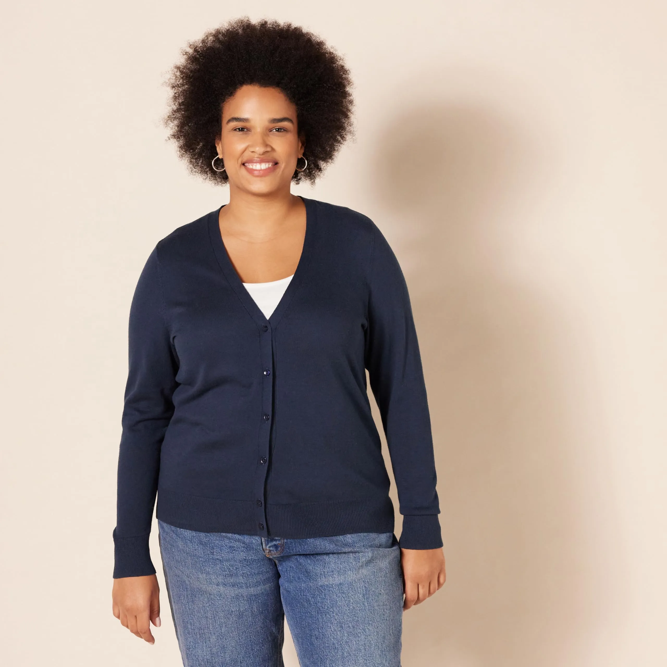 Amazon Essentials Felpa Cardigan Leggera Donna, Blu Marino, XXL - immagine 6