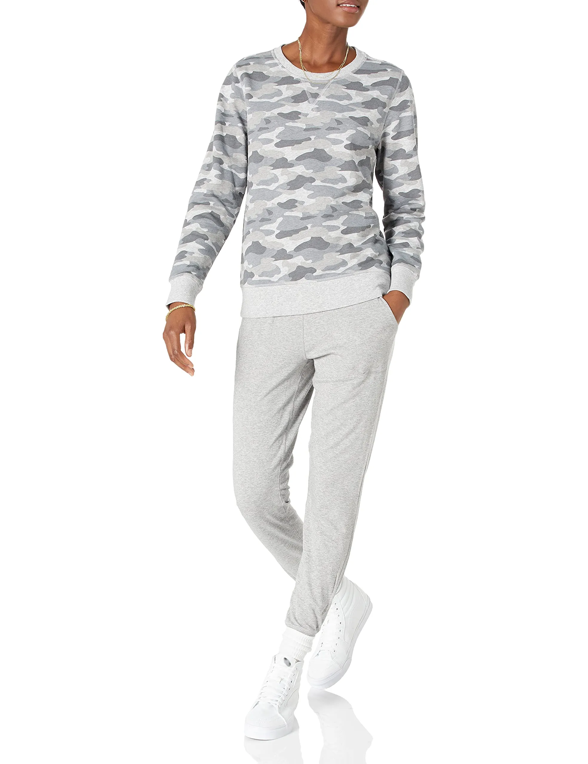 Amazon Essentials Wae50014fl18 Felpa Donna, Grey Camo, Medium - immagine 4