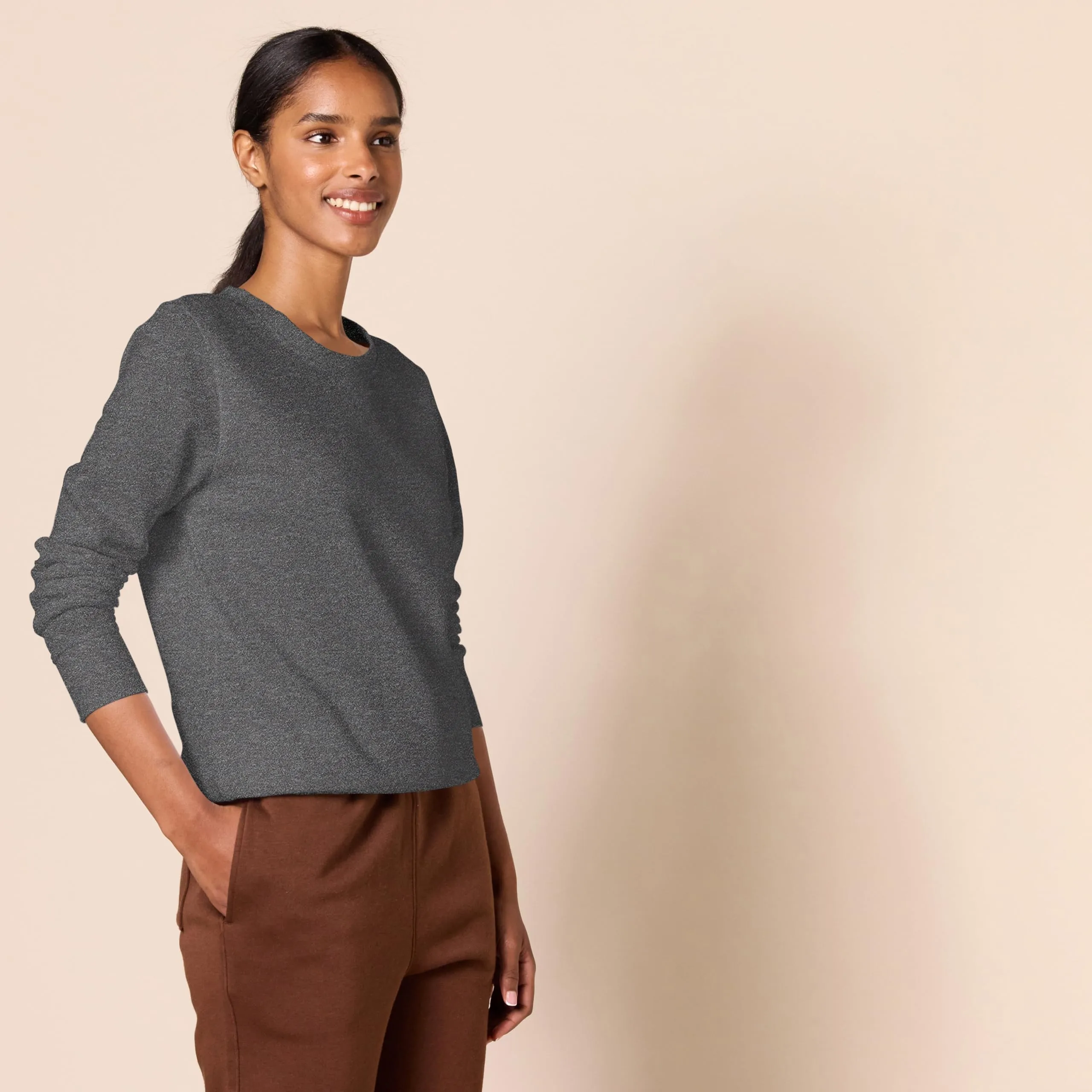 Amazon Essentials Wae50014fl18 Felpa Donna, Grigio Charcoal Heather, Small - immagine 3