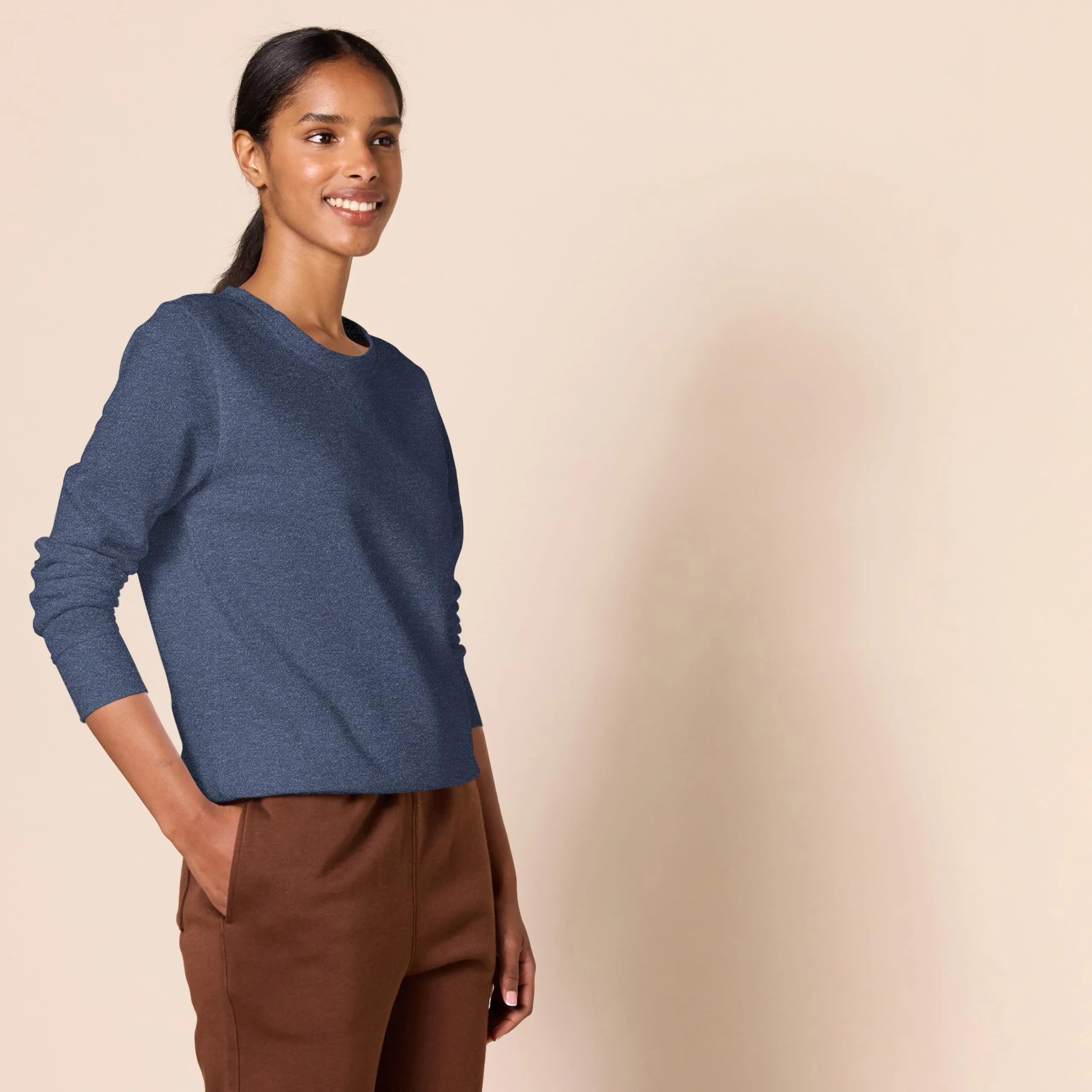 Amazon Essentials Wae50014fl18 Felpa Donna, Blu Navy Heather, Large - immagine 3