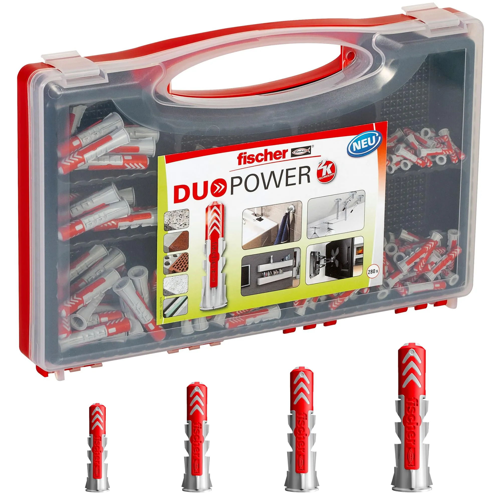 Fischer Redbox DuoPower Valigetta 280 Tasselli Assortiti, 535973 - immagine 1