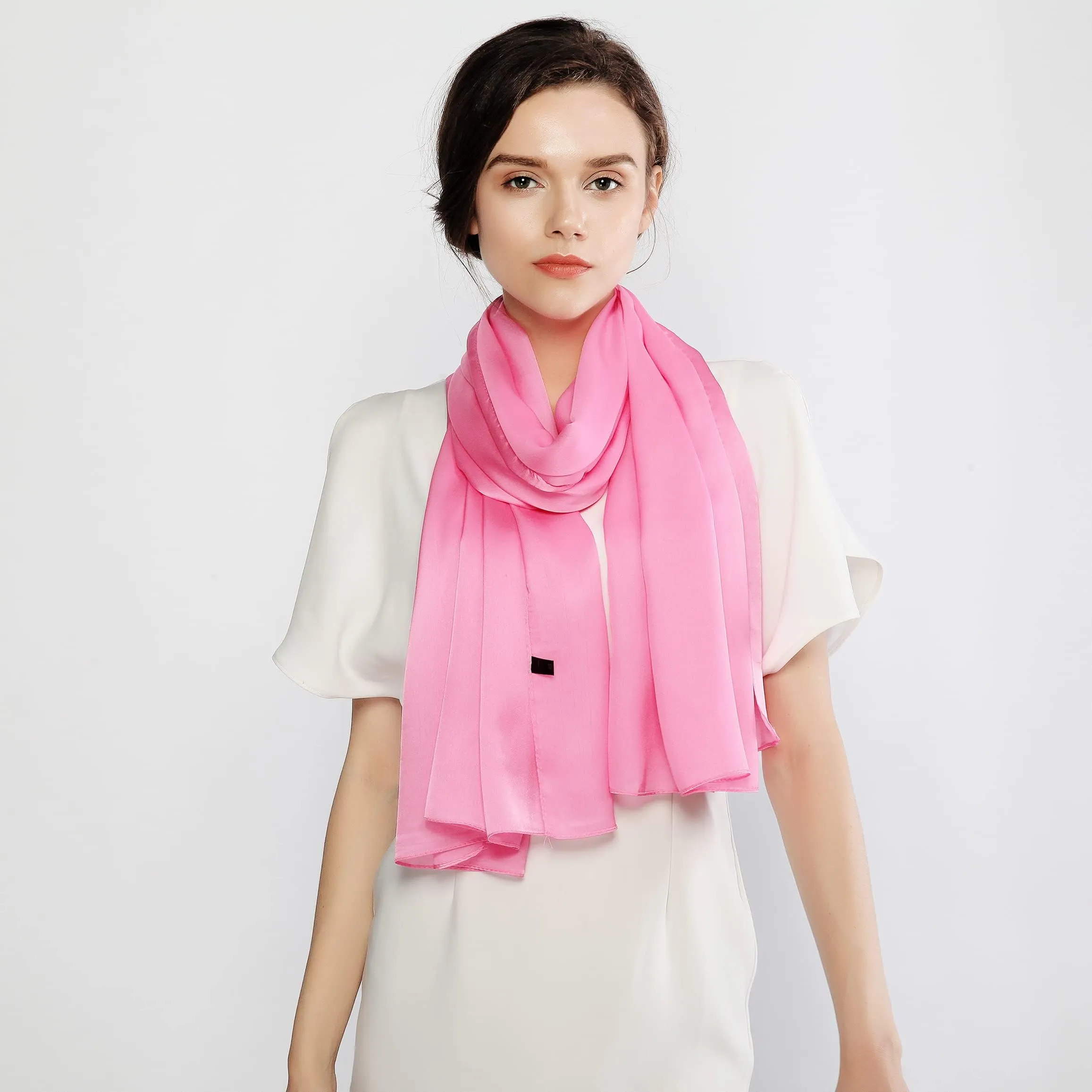 RIIQIICHY Sciarpa in Seta Donna Rosa Pashmina Leggera Stola Scialle - immagine 6
