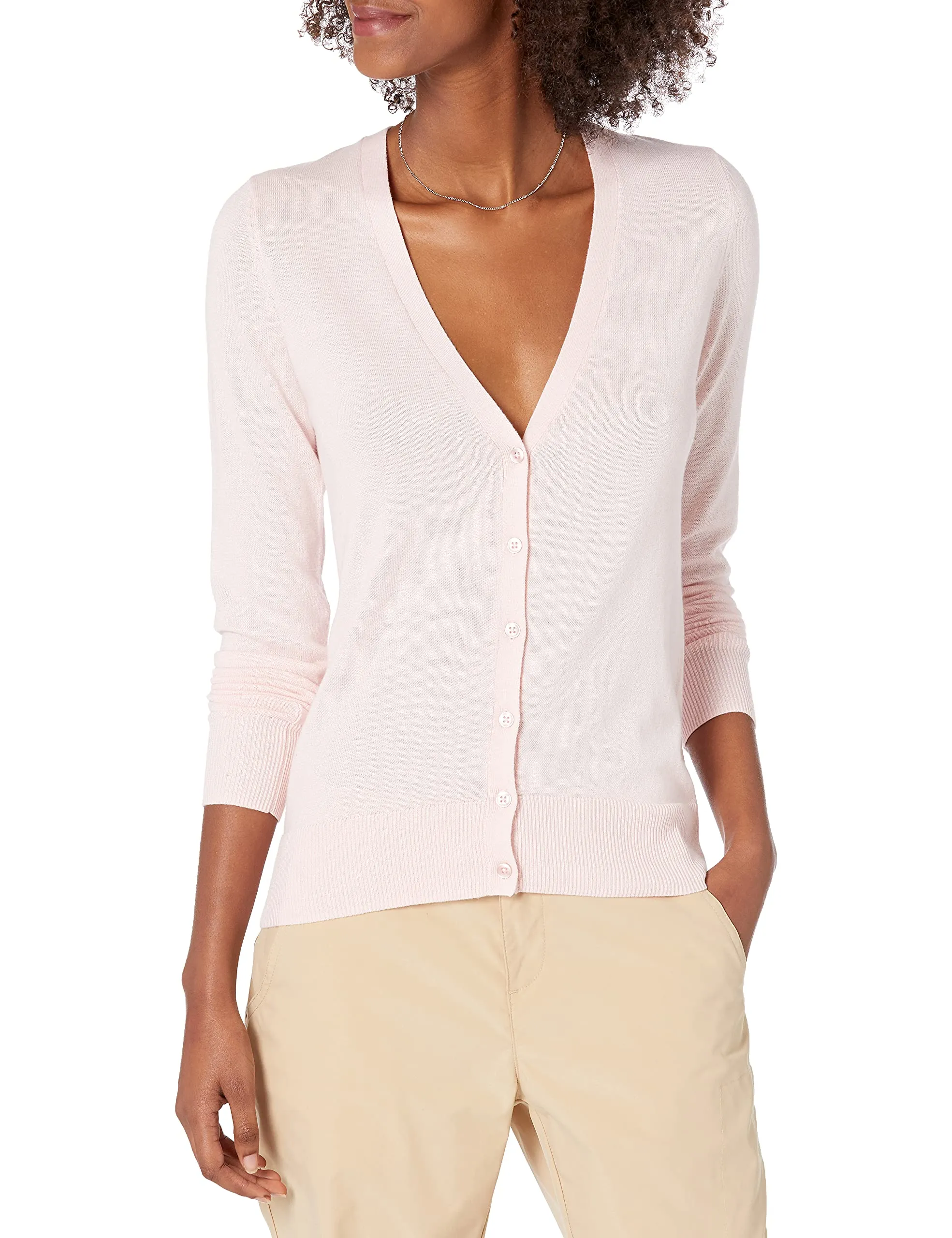 Amazon Essentials Felpa Cardigan Leggera Donna, Rosa Chiaro, XXL - immagine 1