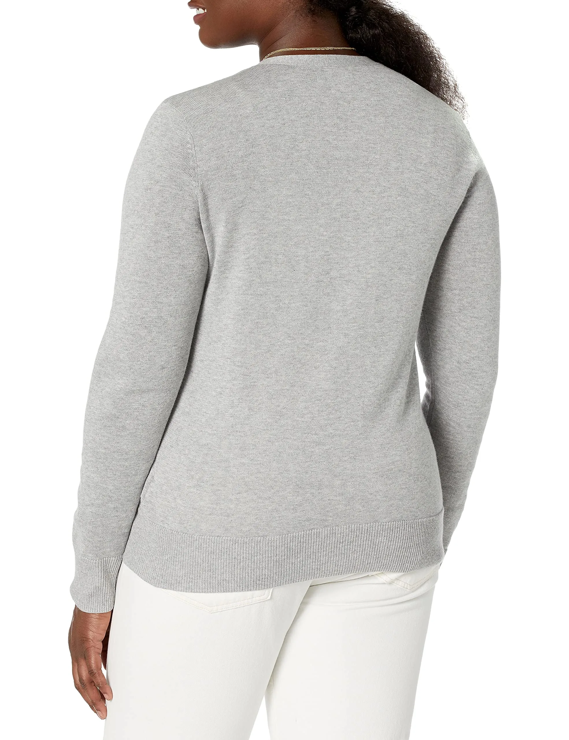 Amazon Essentials Felpa Cardigan Leggera Donna, Grigio Chiaro Puntinato, XS - immagine 3