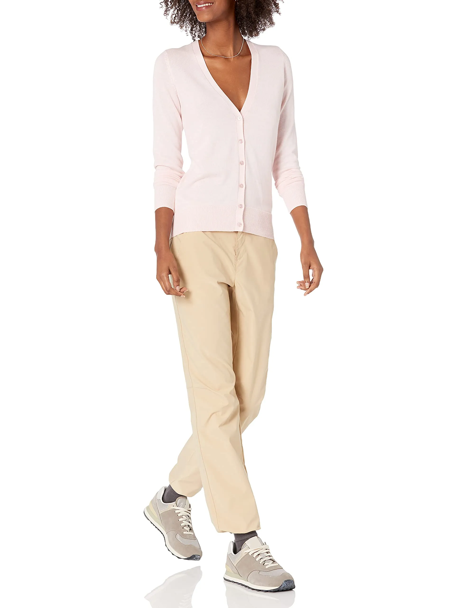 Amazon Essentials Felpa Cardigan Leggera Donna, Rosa Chiaro, L - immagine 5