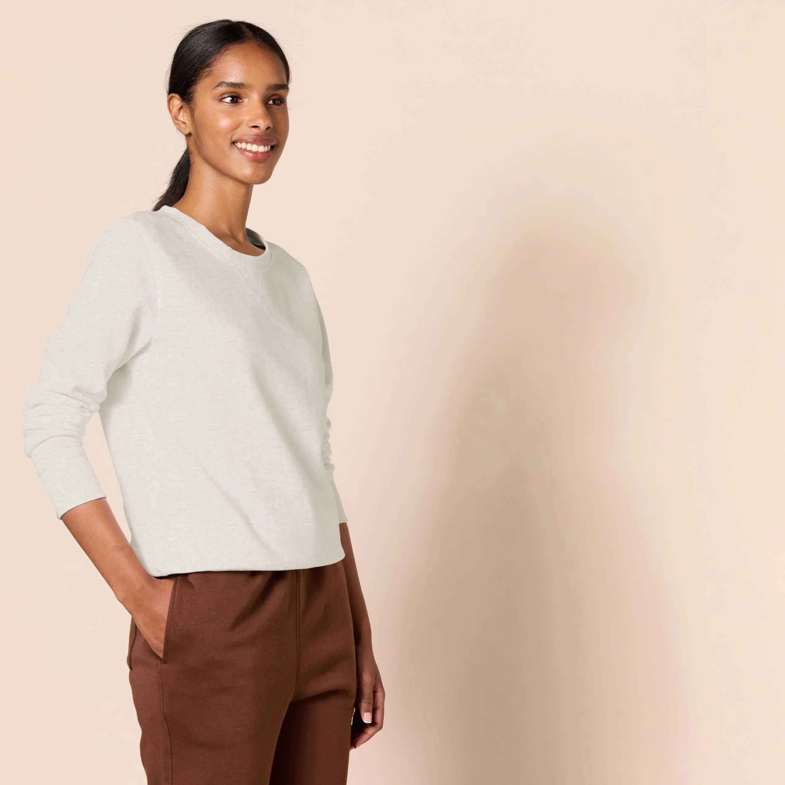 Amazon Essentials Wae50014fl18 Felpa Donna, Beige (Oatmeal Heather), XS - immagine 3